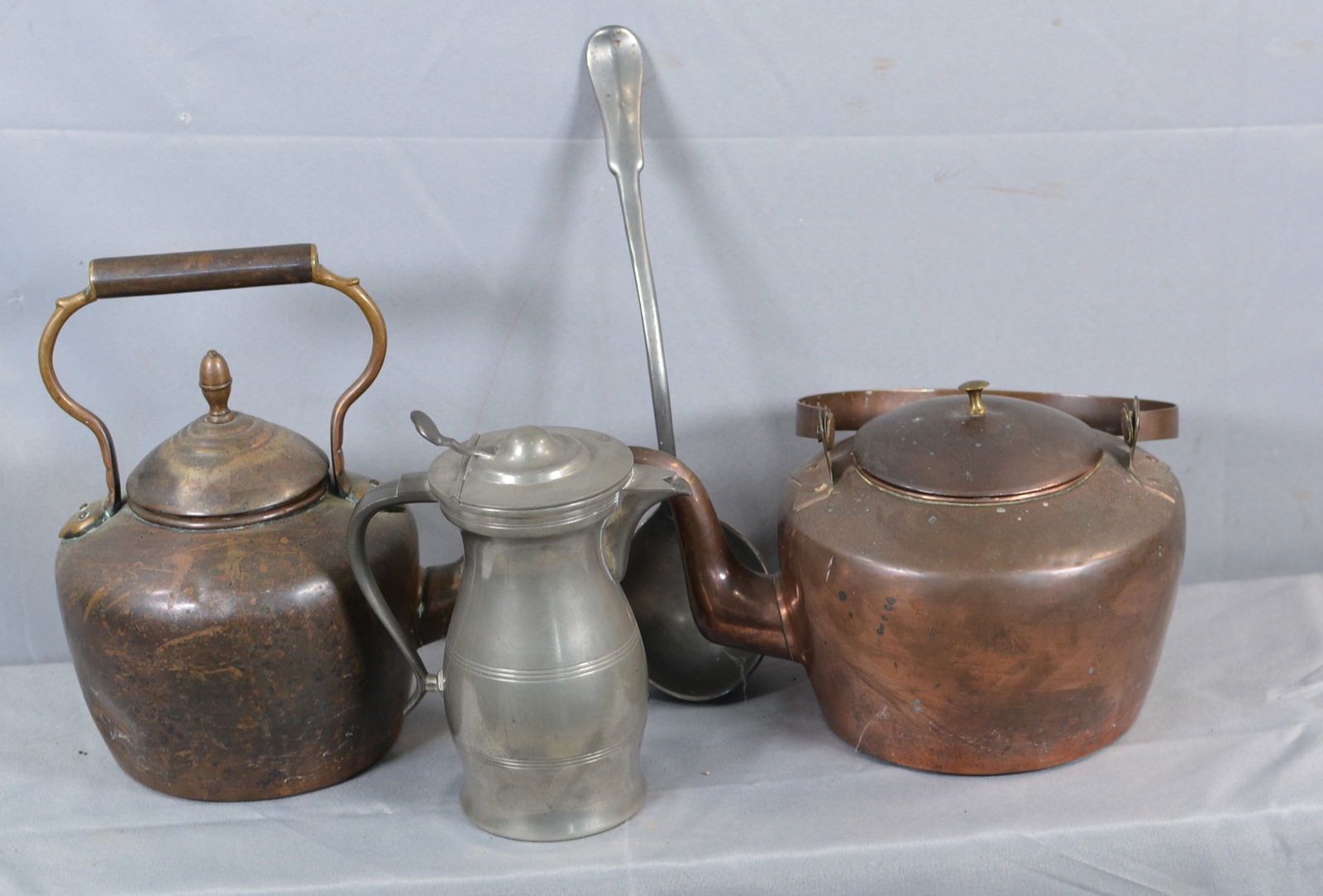 Two Copper Teapots & Two Pieces of Pewter (1 of 4)