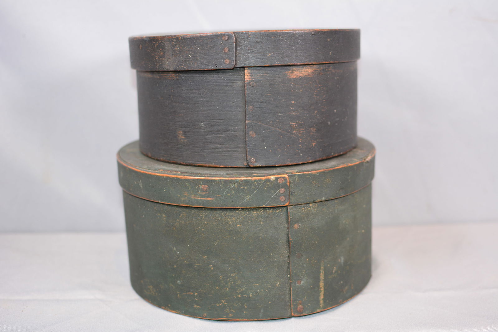 Two Painted Pantry Boxes Old Blue Green Paint (1 of 8)