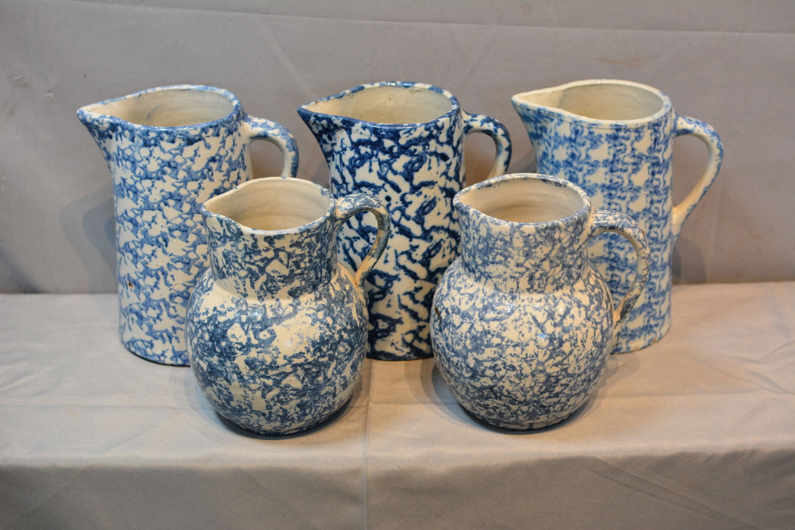 Five Spongeware Pitchers (1 of 3)