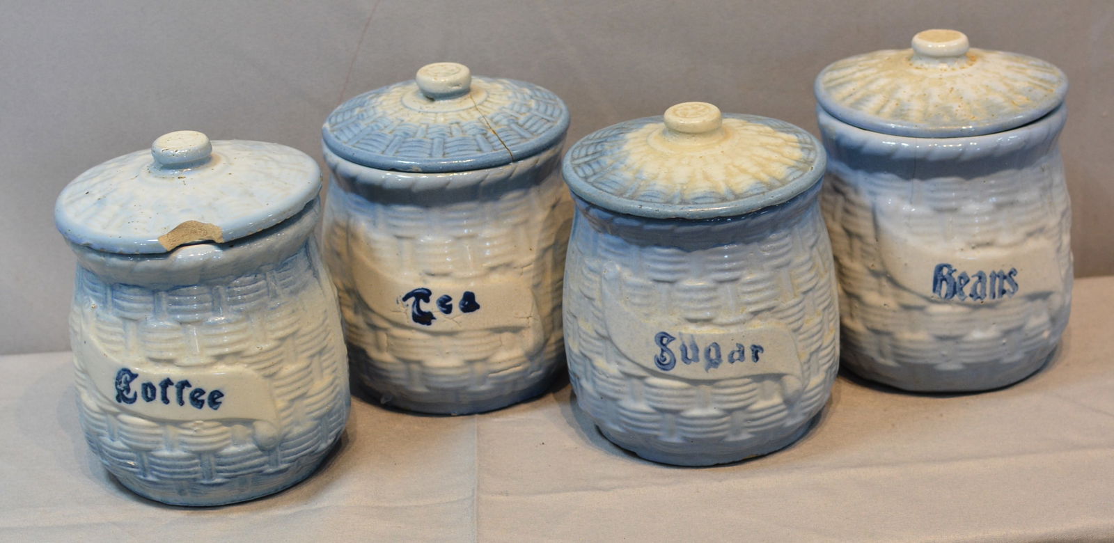 Group of Blue & White Stoneware Canister Set (1 of 7)
