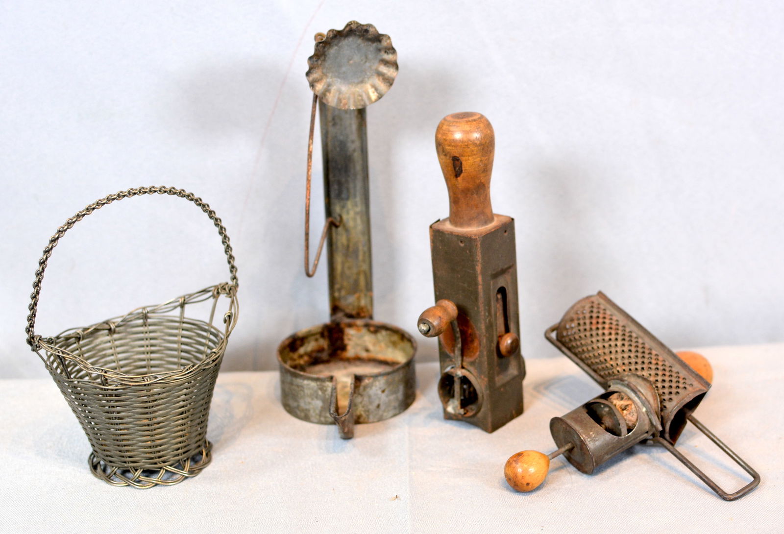 Nutmeg Graters, Wire Basket & Hanging Grease Lamp (1 of 3)