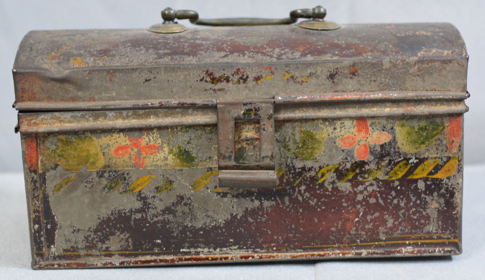 Toleware document box arched top early 19th century, several early letters some dating as far back (1 of 9)