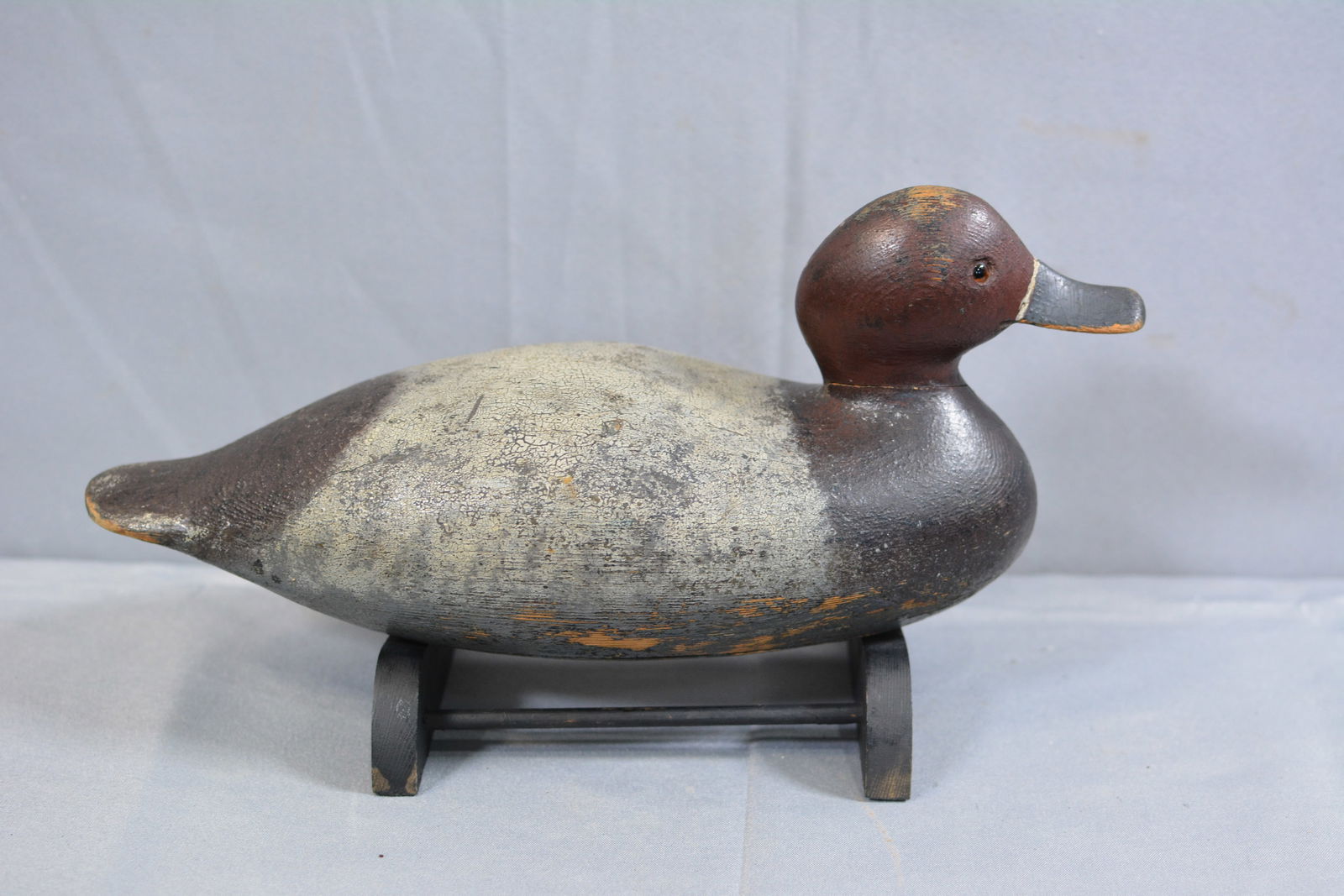 Hollow read head, glass eyes, early paint, Saint Clair Flats, MI ca. 1890, 13"x 5" x 7"T: Hollow read head, glass eyes, early paint, Saint Clair Flats, MI ca. 1890, 13"x 5" x 7"T