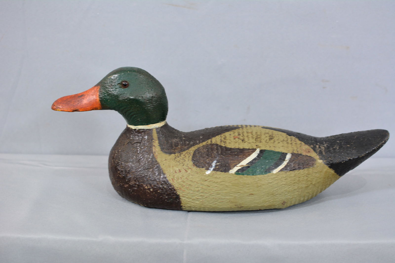 Mallard Drake Decoy, early 1900's, nice original paint, by Pratt or Victor Decoys, 12"X7"X6" (1 of 5)