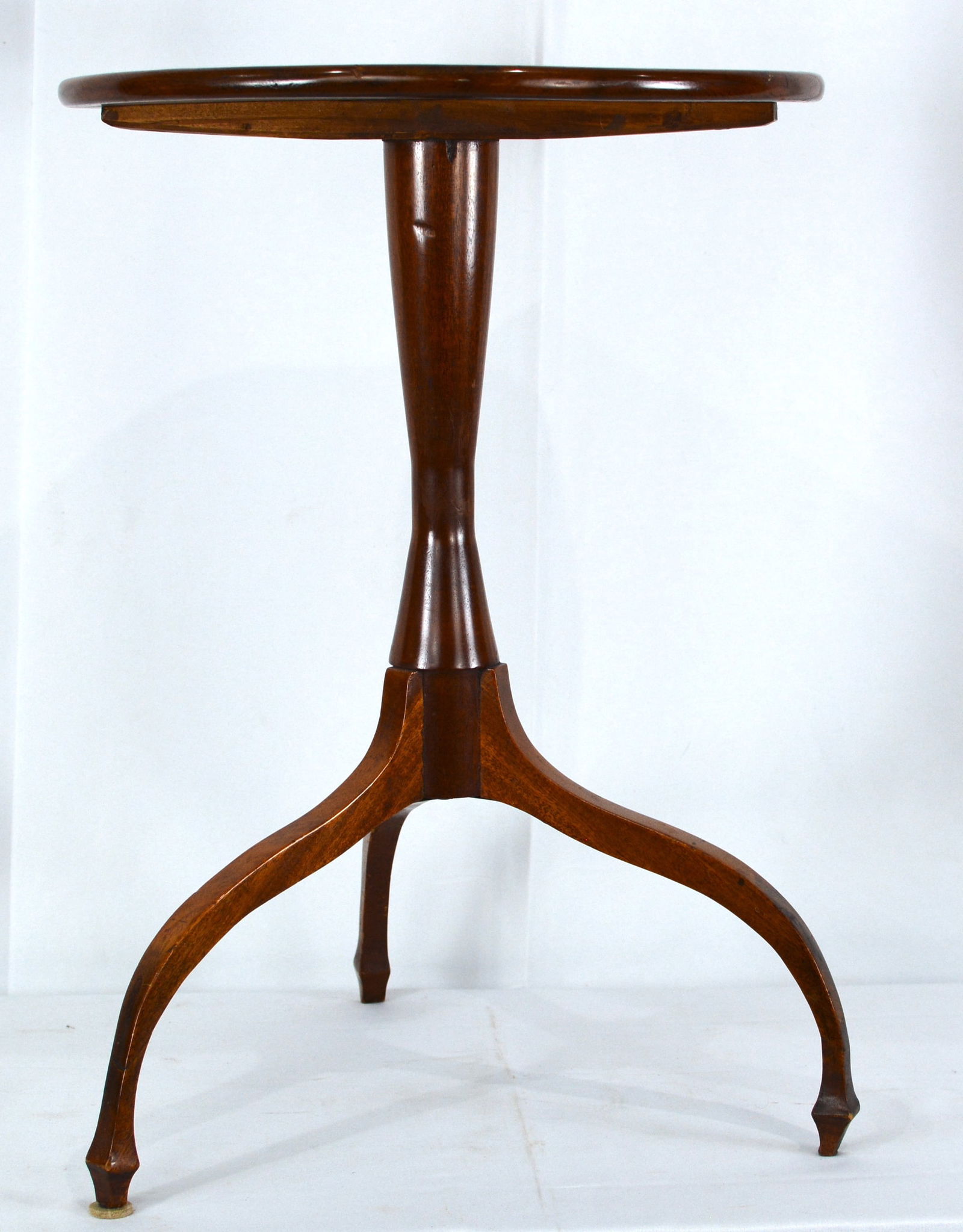 Round Top Candle Stand on turned pedestal, spider feet, refinished cherry wood, 19"x25"18": Round Top Candle Stand on turned pedestal, spider feet, refinished cherry wood, 19"x25"18"