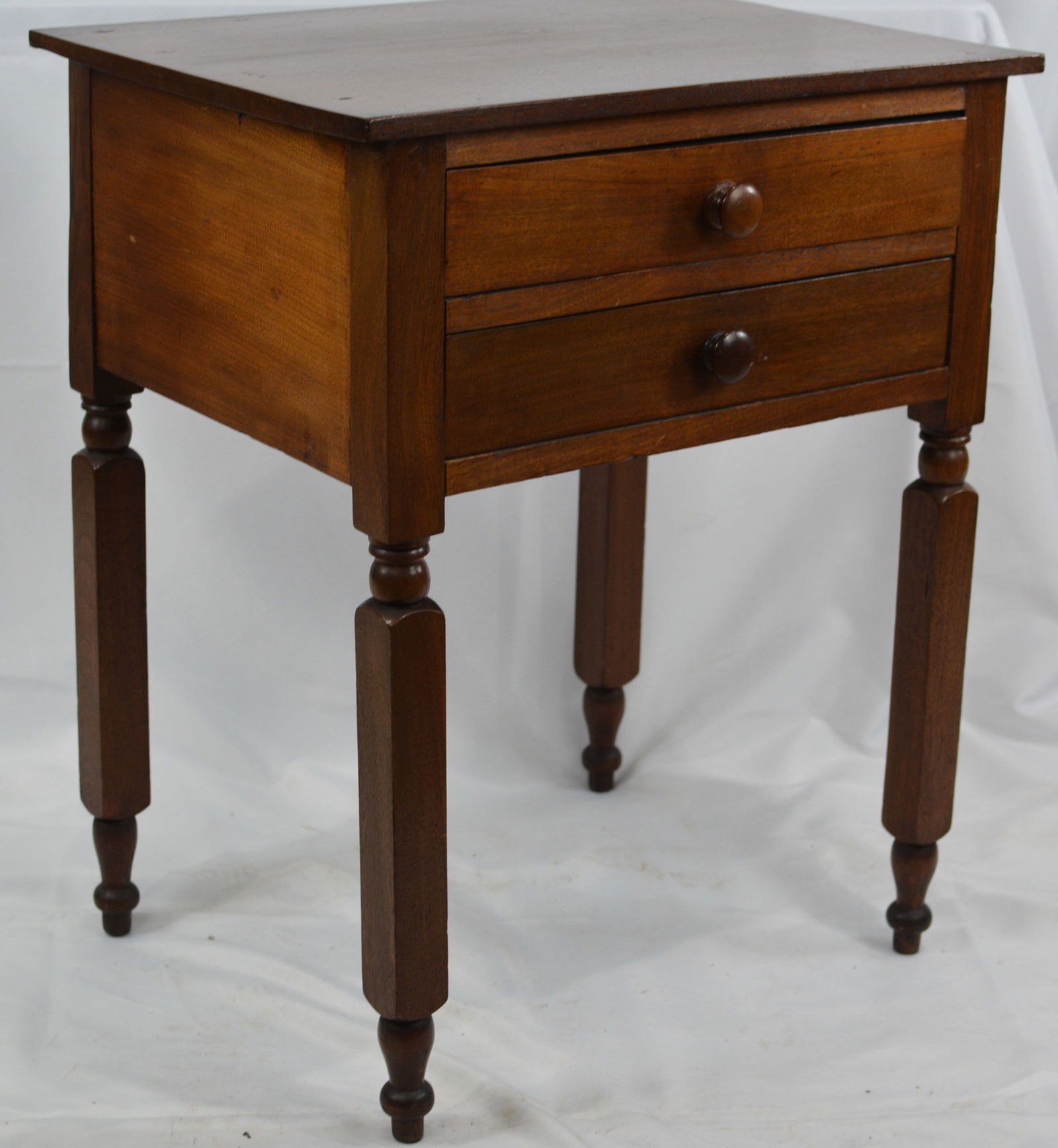 Walnut 2 Drawer Stand, square legs, one board top, dovetailed drawer. (1 of 4)