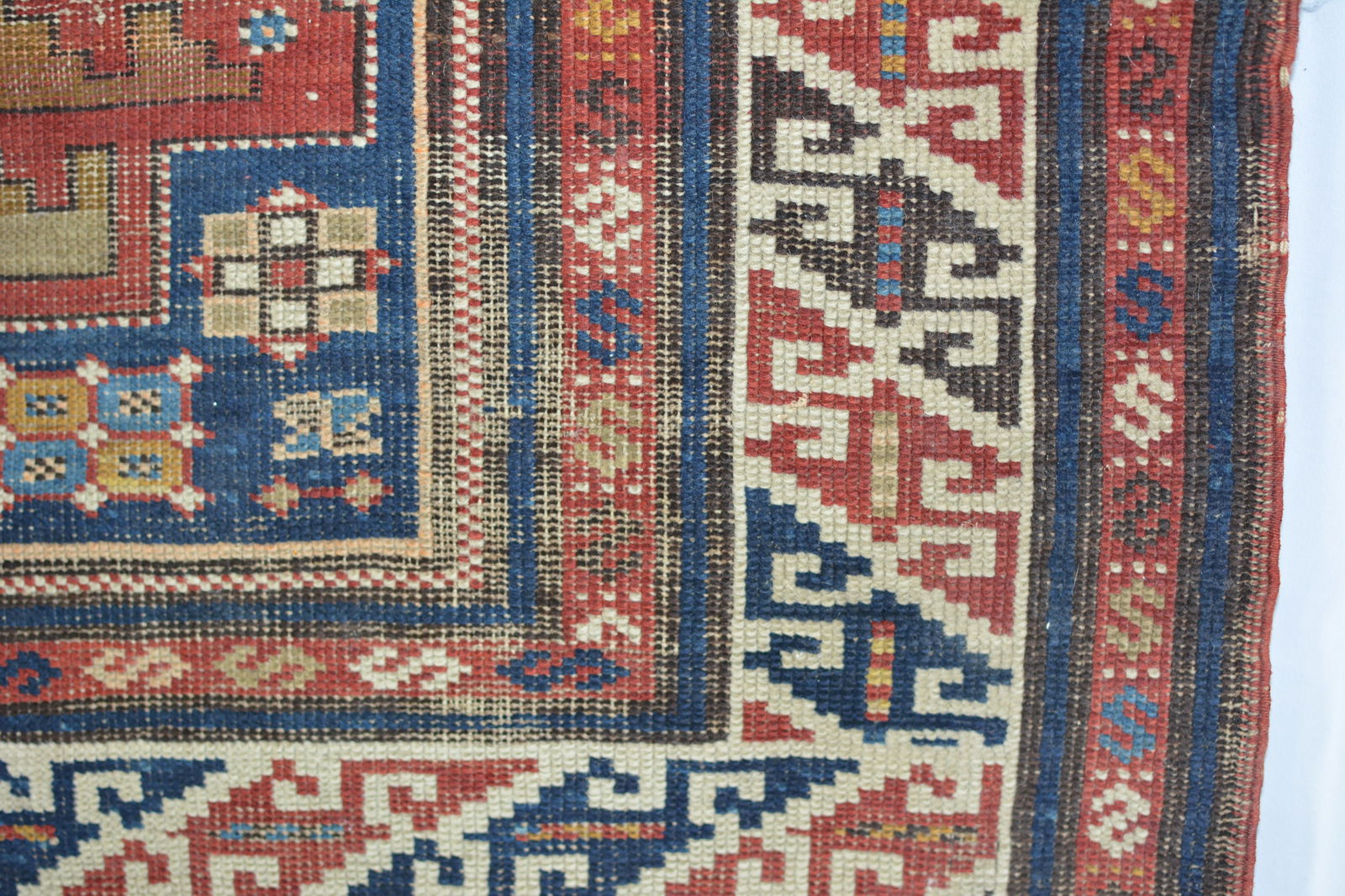 Antique Caucasian Lesghi Star Rug circa 1800's. Fringe worn, needs clean. 58"L x 43"W - 5