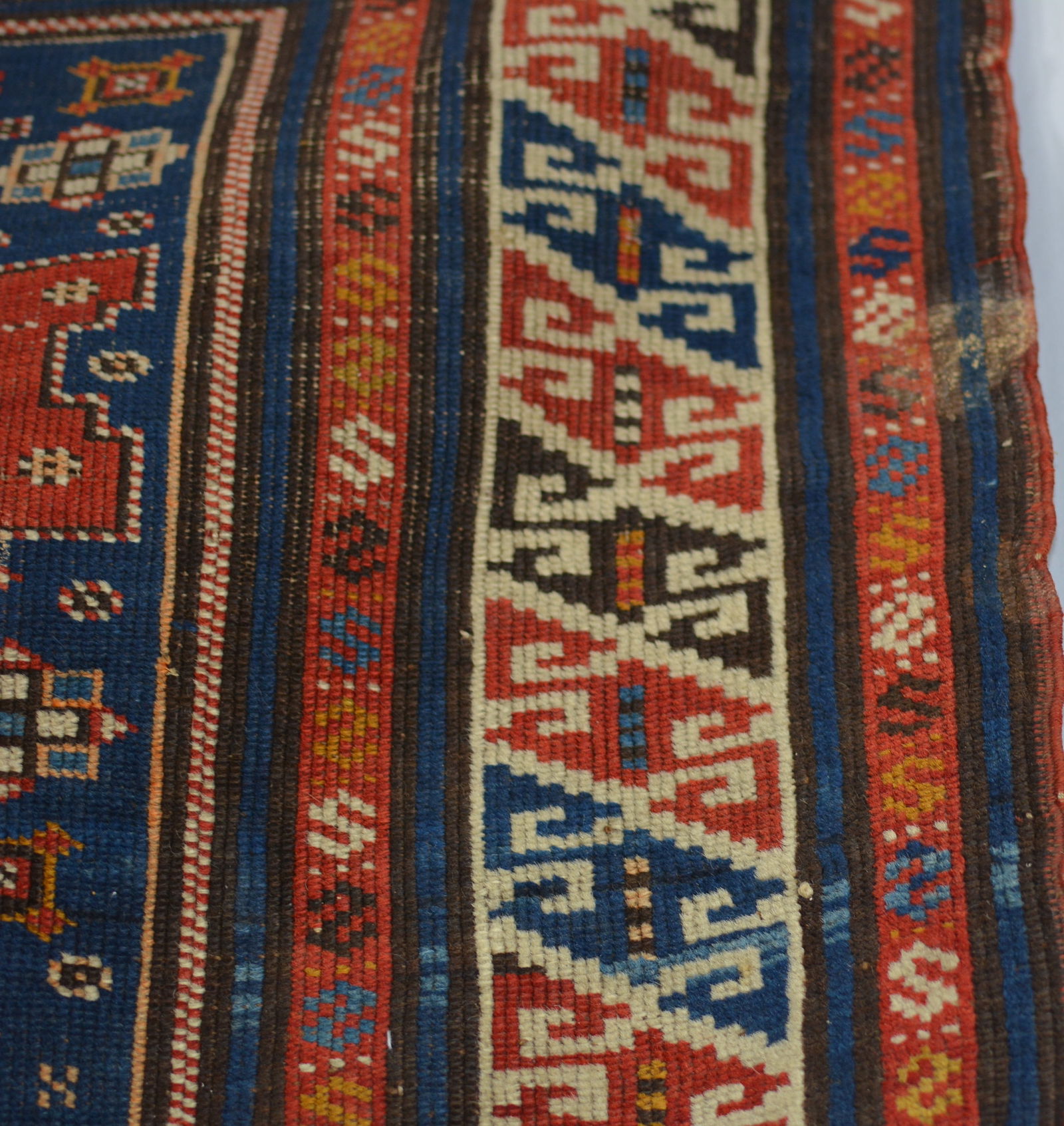 Antique Caucasian Lesghi Star Rug circa 1800's. Fringe worn, needs clean. 58"L x 43"W - 6