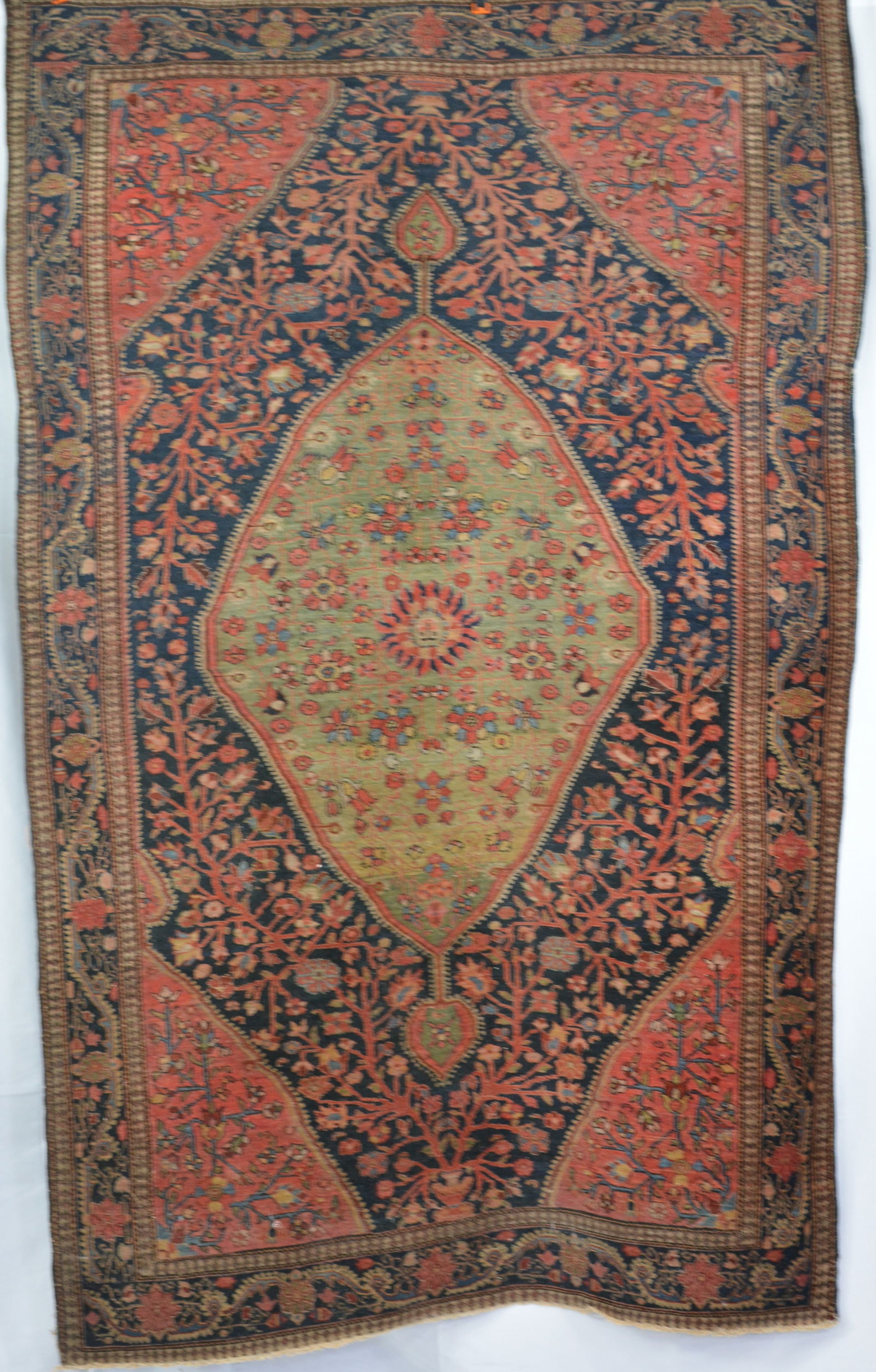 Late 19th Century sarouk rug handwoven vegetable dye. Fringe loss. Needs cleaned 72"Lx 51"W: Late 19th Century sarouk rug handwoven vegetable dye. Fringe loss. Needs cleaned 72"Lx 51"W