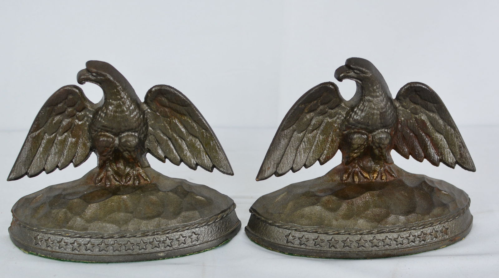 Hamilton Foundry Eagle Bookends, cast iron and marked on the backside "Hamilton Foundry Division, (1 of 3)