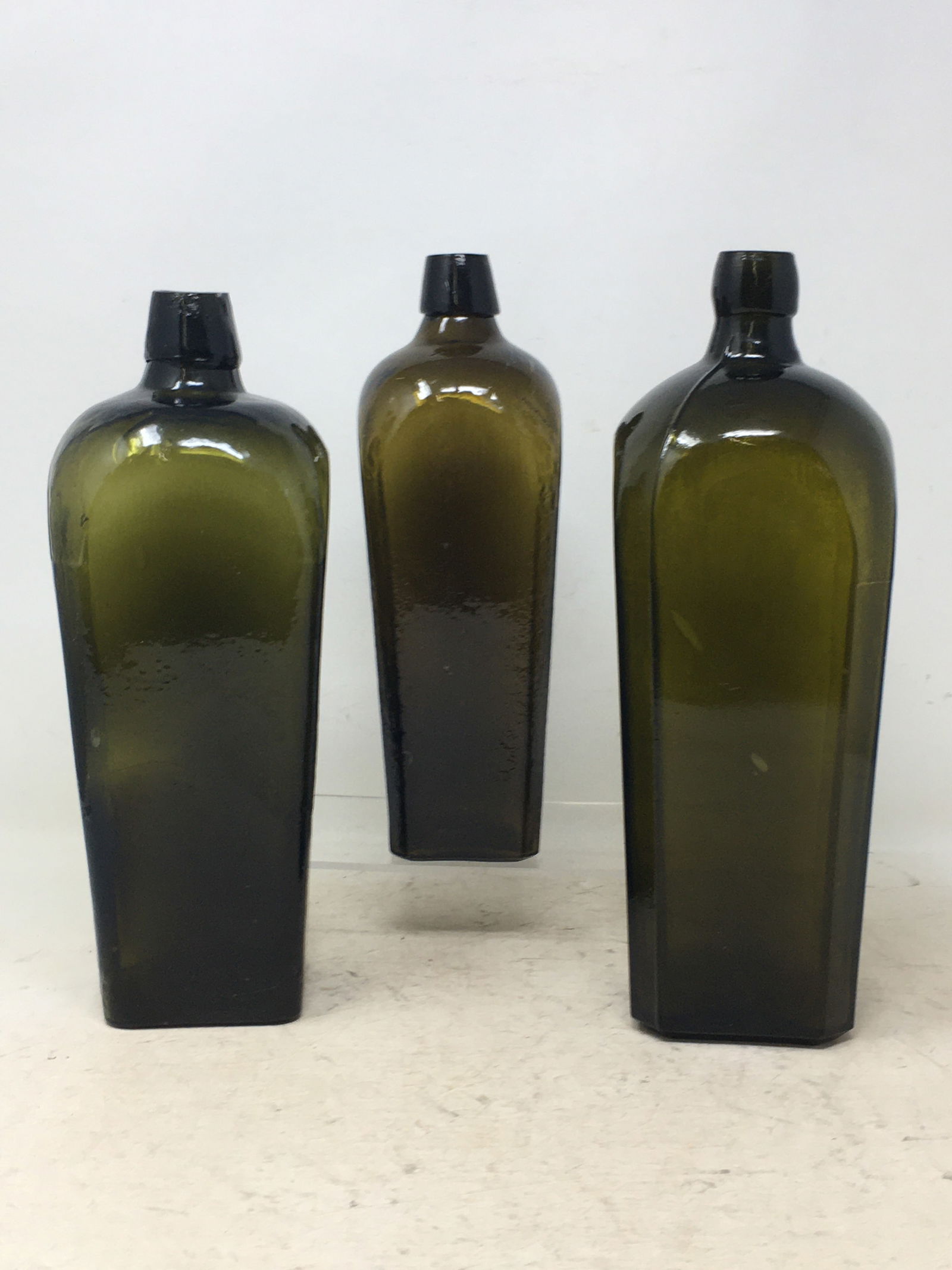 (3) Blow Mold Gin Bottles, largest 10 .75" H (1 of 4)