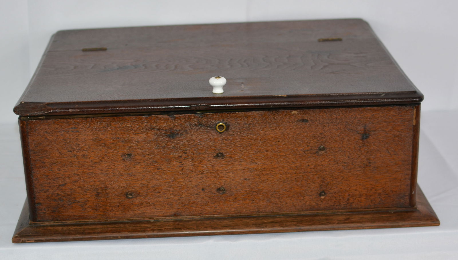 Hinged Lid Walnut Box with divided interior, brass fittings, 20"X18"X6" (1 of 6)