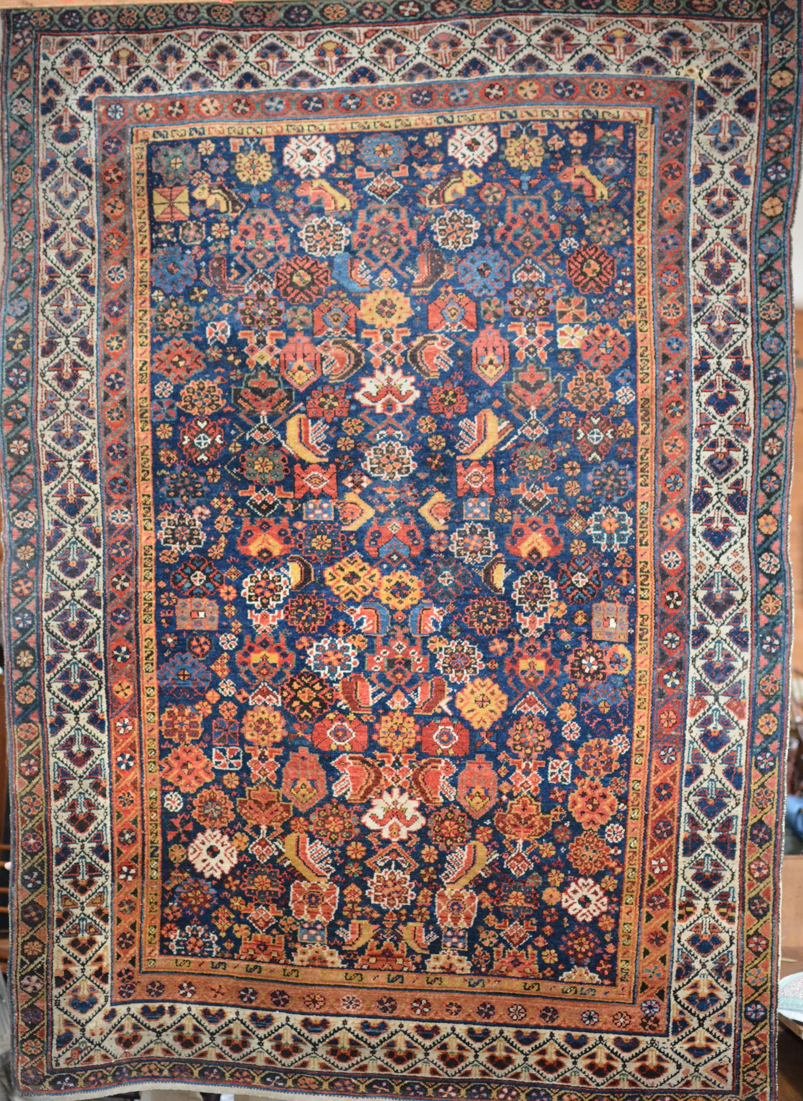 Early 1900's Hand Knotted Bidjar Rug, nice color, 5'6"x8' (1 of 8)
