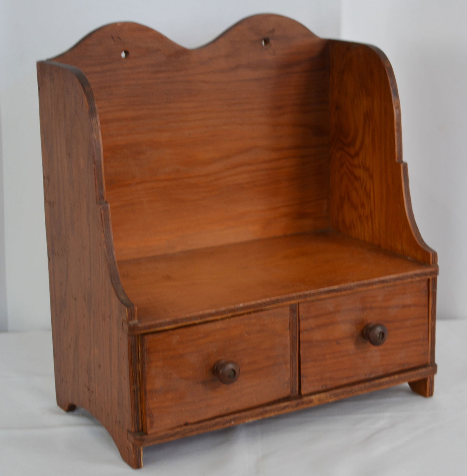 Pine Two Drawer Counter Top Shelf 12"W x 12"T x 6"D (1 of 3)