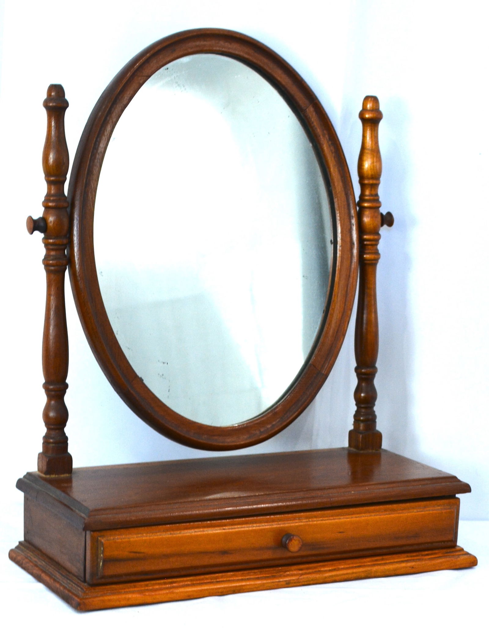 One drawer dresser mirror w/oval mirror. 19"W x 21"T x 8"D (1 of 4)