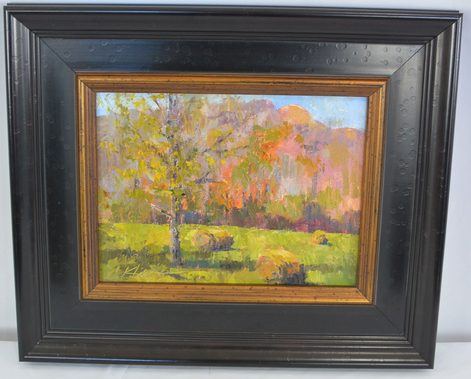 OOB Indiana landscape "Hay Bales of Brookville" by Jeff Klinker (Indiana artist). Dated 2011.: OOB Indiana landscape "Hay Bales of Brookville" by Jeff Klinker (Indiana artist). Dated 2011.