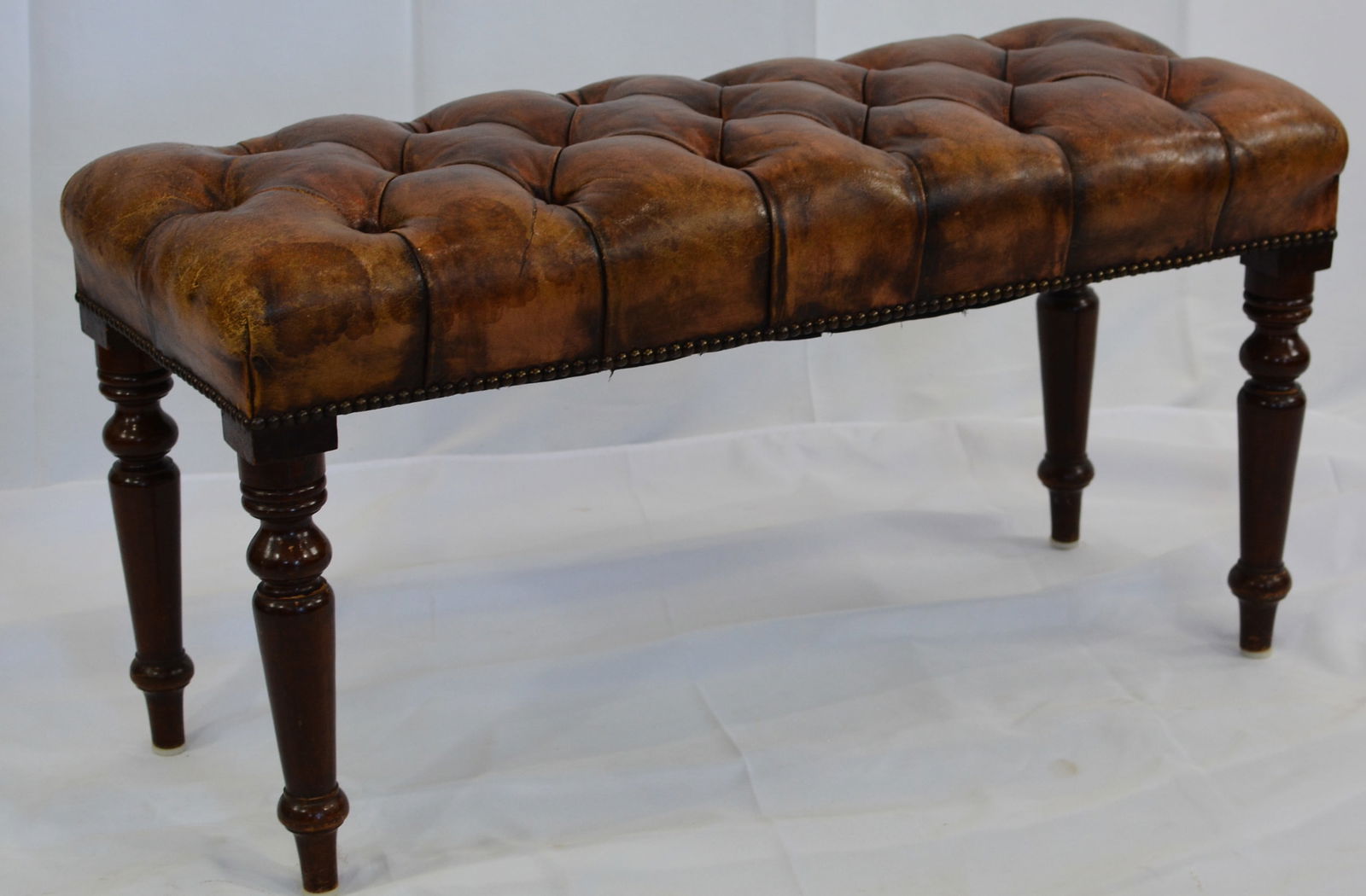 Contemporary Tuft Leather Bench 40"W x 19"T x 16"D (1 of 4)