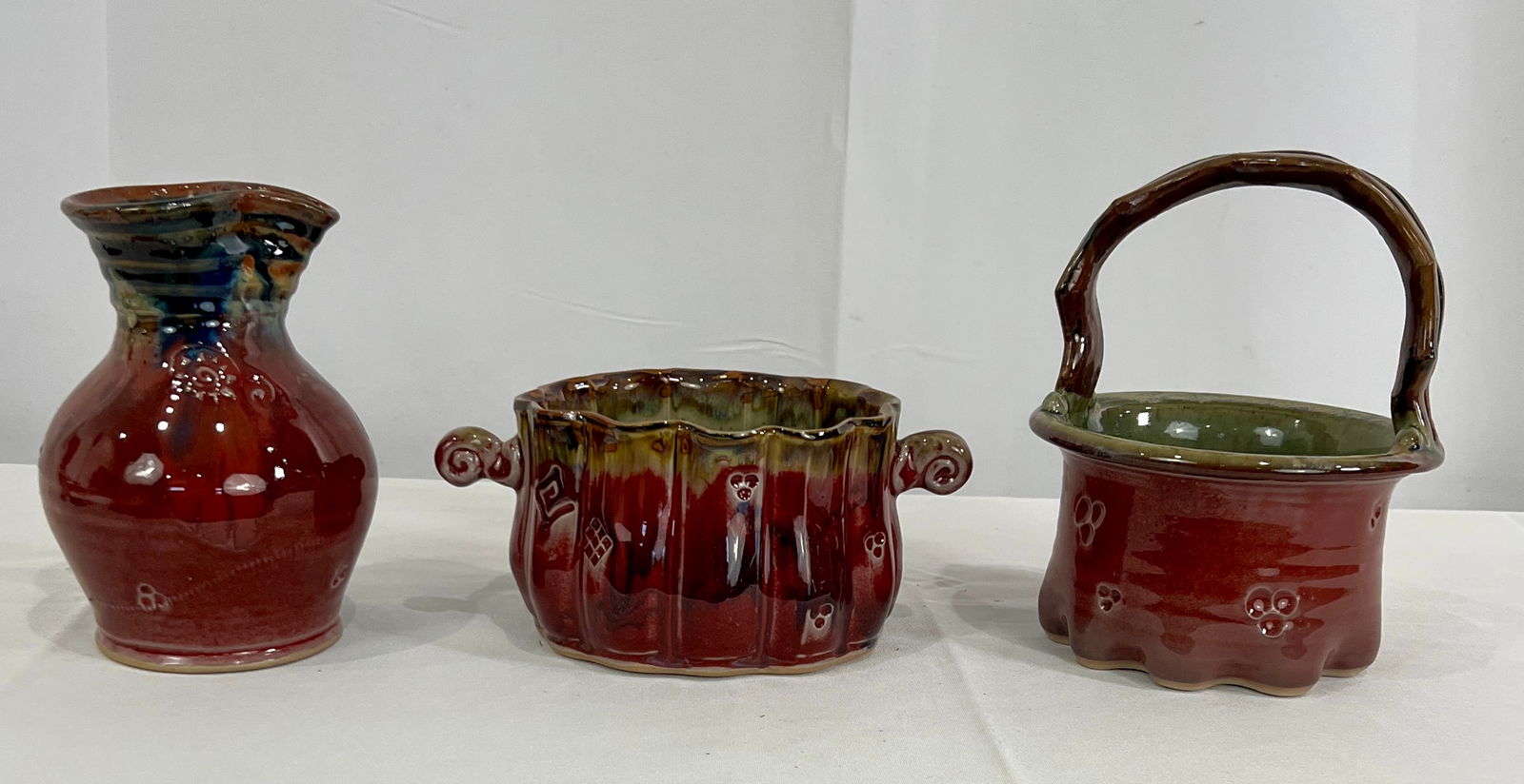 Three Pieces of Signed Scott Frankenberger Pottery Lafayette Indiana artist: Three Pieces of Signed Scott Frankenberger Pottery Lafayette Indiana artist