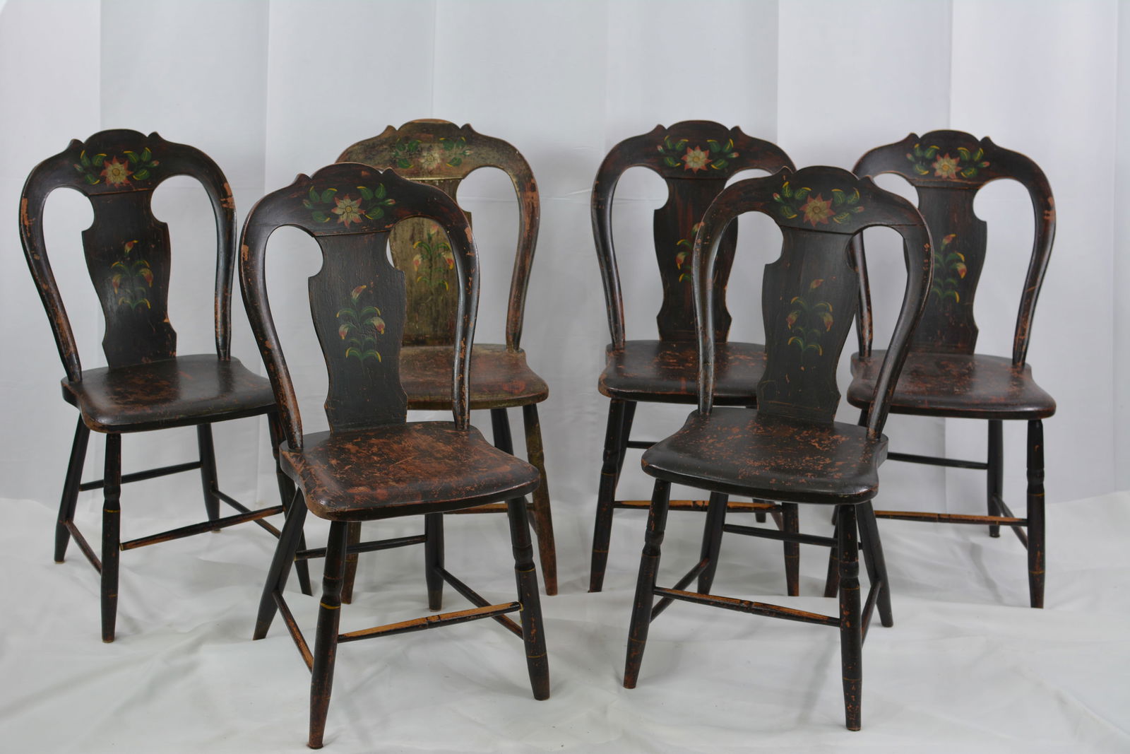 6 Federal Hitchcock style floral stenciled side chairs. (1 of 4)