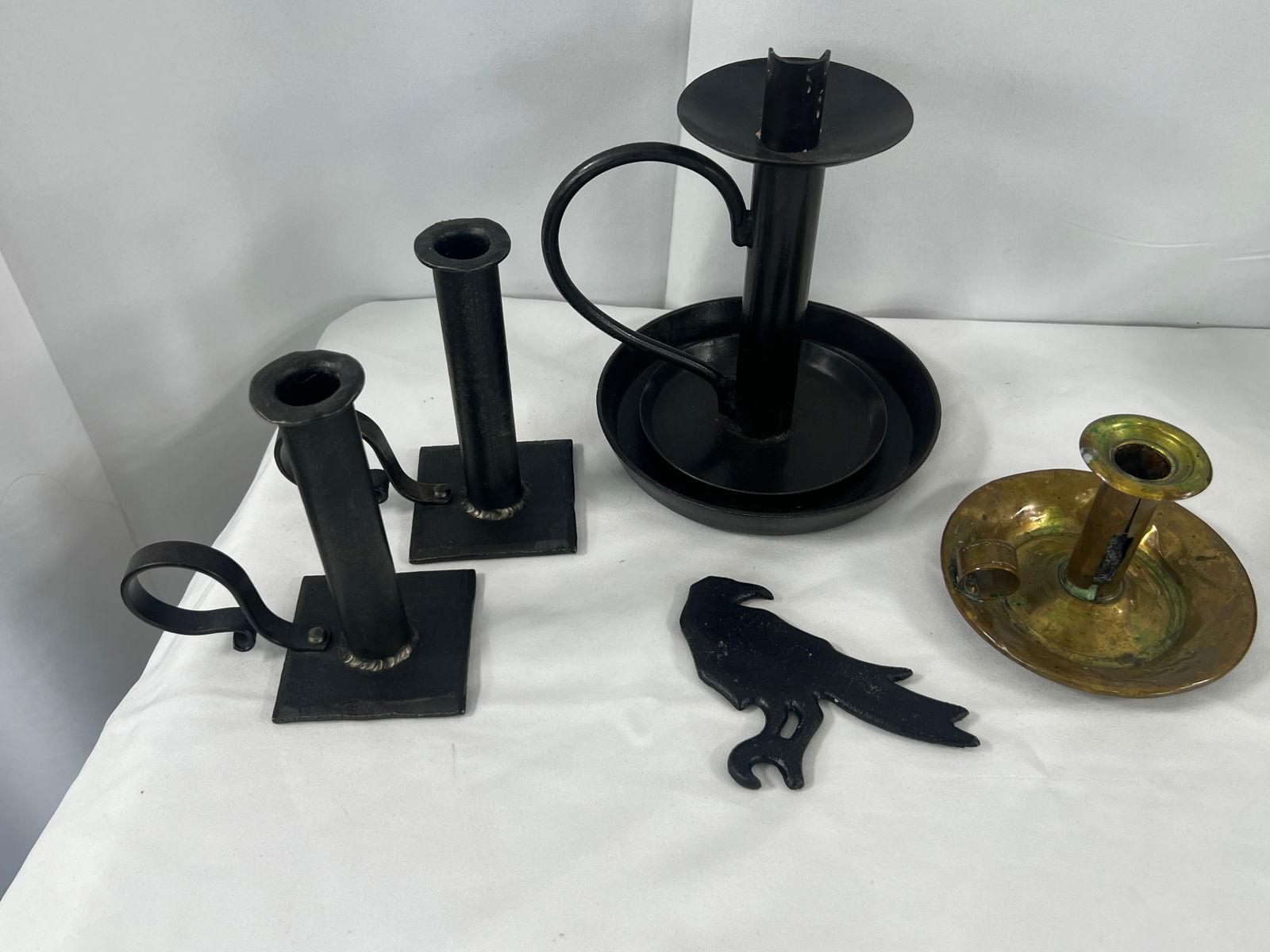 Brass Pail, Pots, and Candlesticks - 2