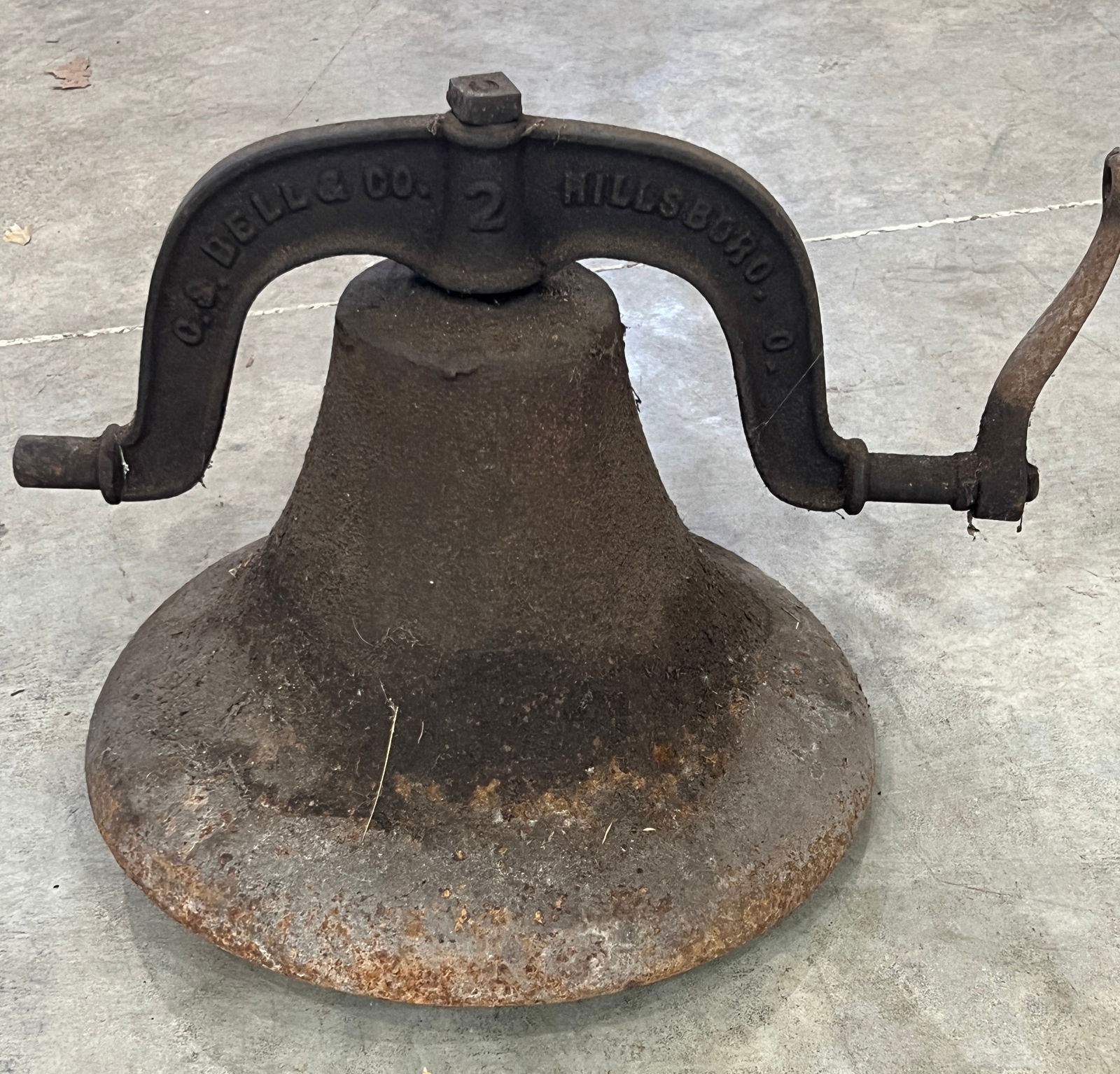 Cast Iron Dinner Bell: Cast Iron Dinner Bell, #2 C.S. Bell, Hillsboro, Ohio, dated 1889