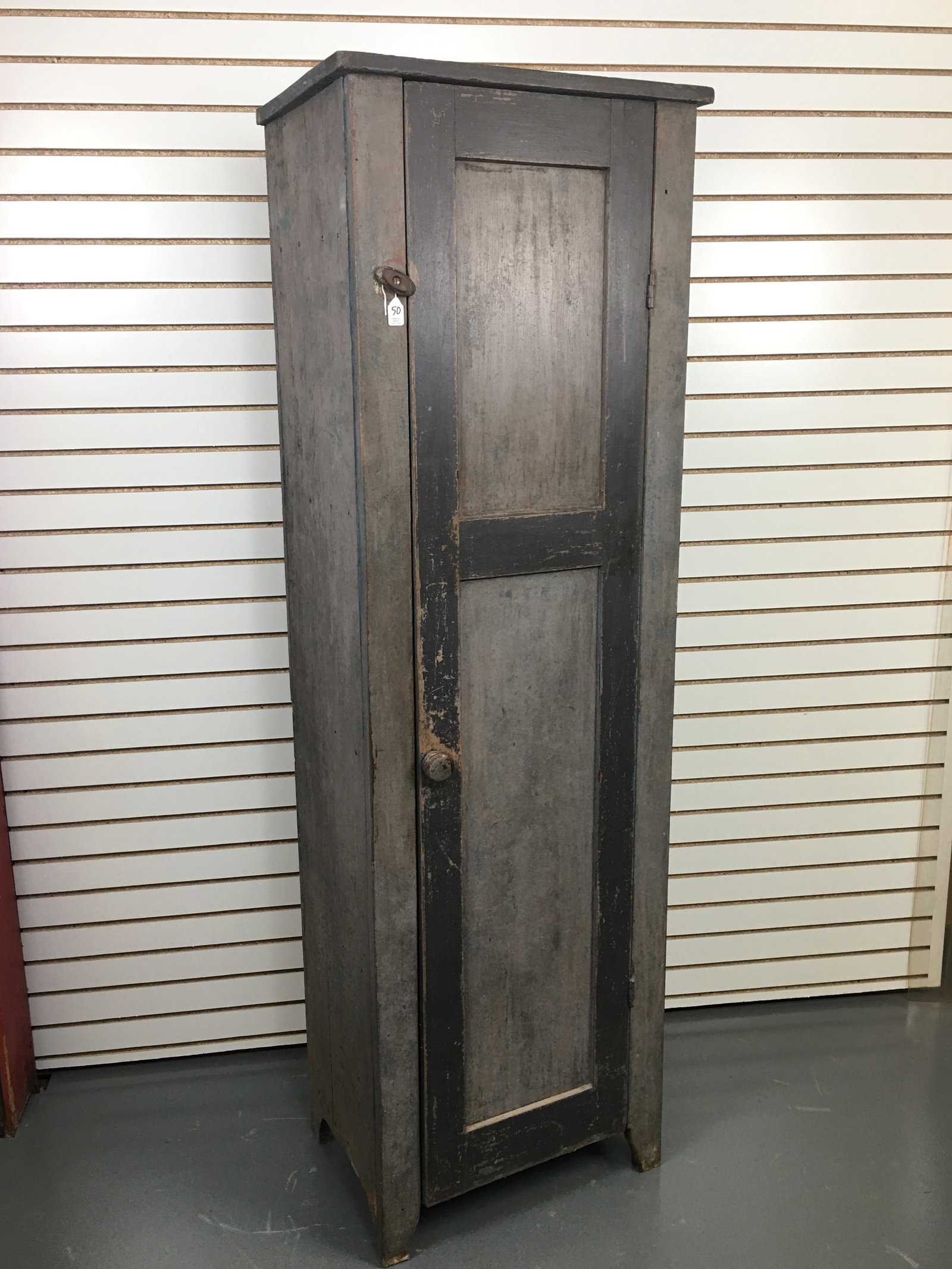 Tall Chimney Cupboard in Old Blue Gray Paint (1 of 6)