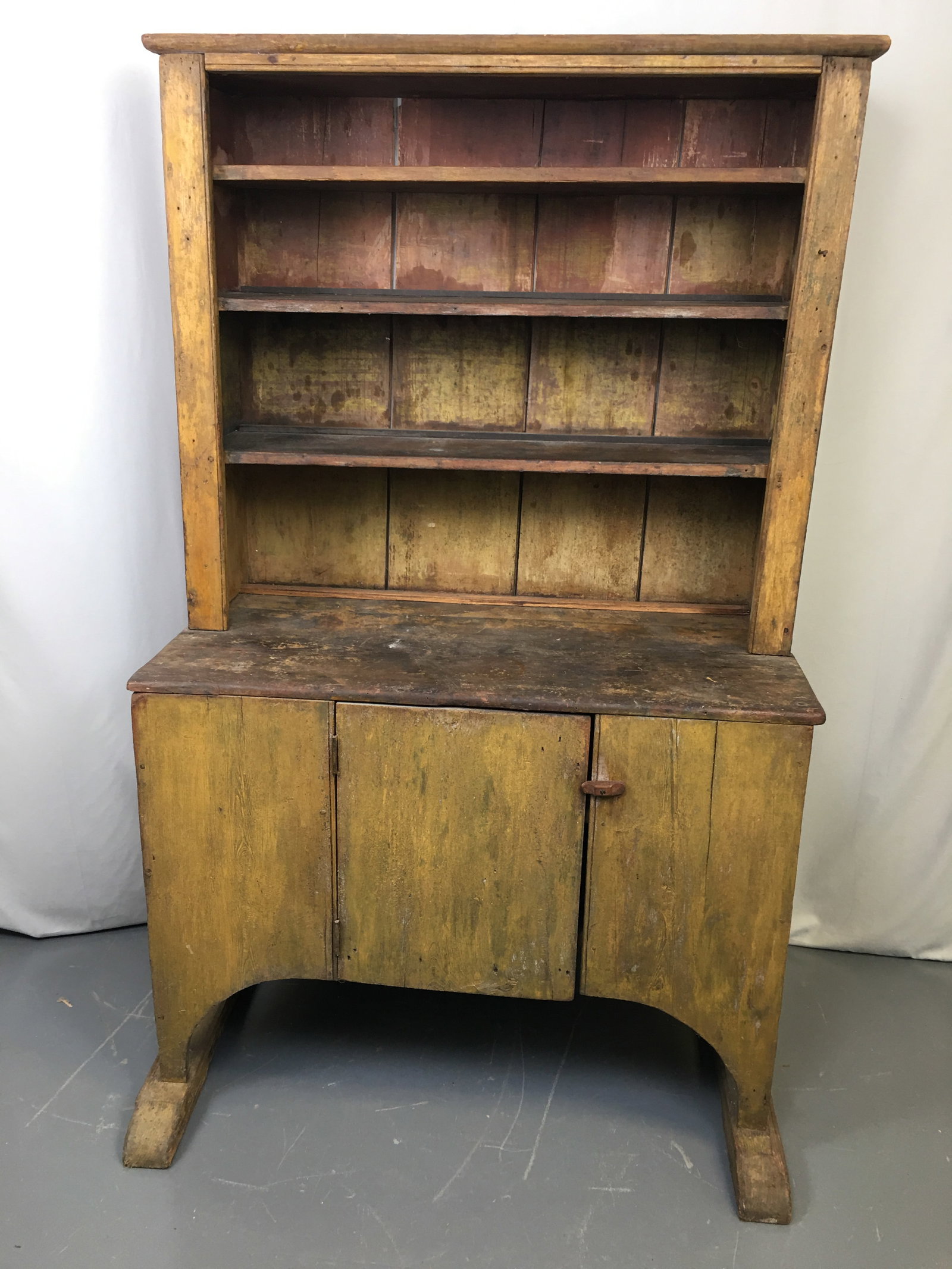 Shoe Foot Stepback Cupboard in Old Mustard Paint (1 of 8)
