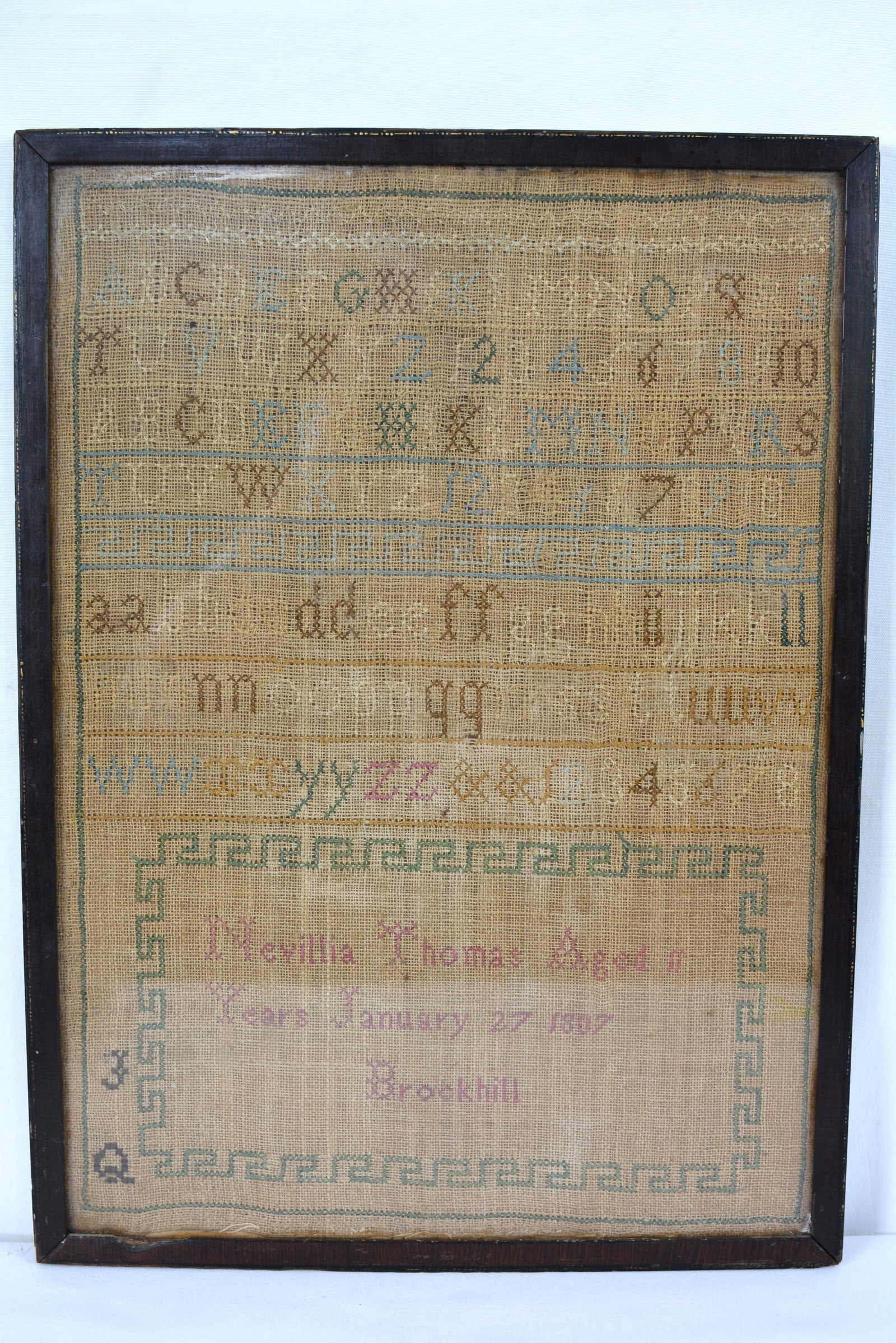 Early 19th Century Needlework Sampler by Nevilla Thomas, Dated 1807 (1 of 4)
