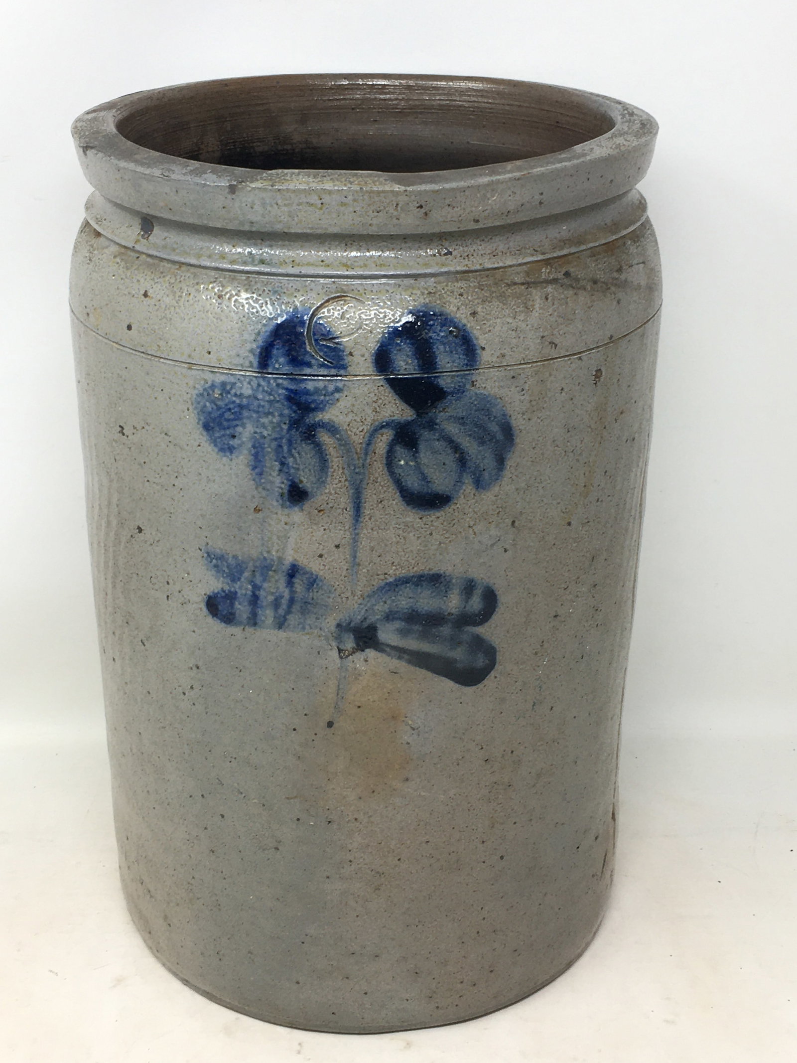 2 Gal. Stoneware Jar, Blue Floral Decorated (1 of 6)