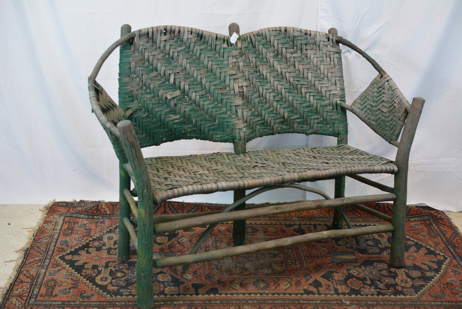 Old Hickory Style Woven Porch Settee Bench, Martinsville, Indiana (1 of 6)