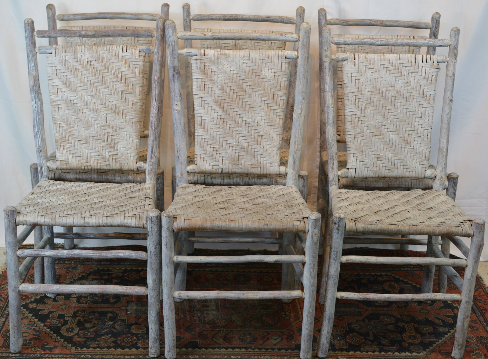 Set of Six Old Hickory Martinsville Indiana Rustic Dining Chairs (1 of 7)