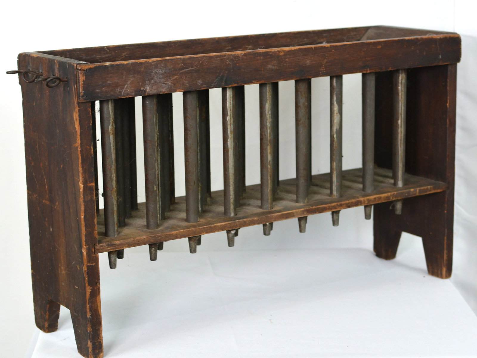 Early American 36-Tube Tin Candle Mold on Wooden Stand (1 of 4)