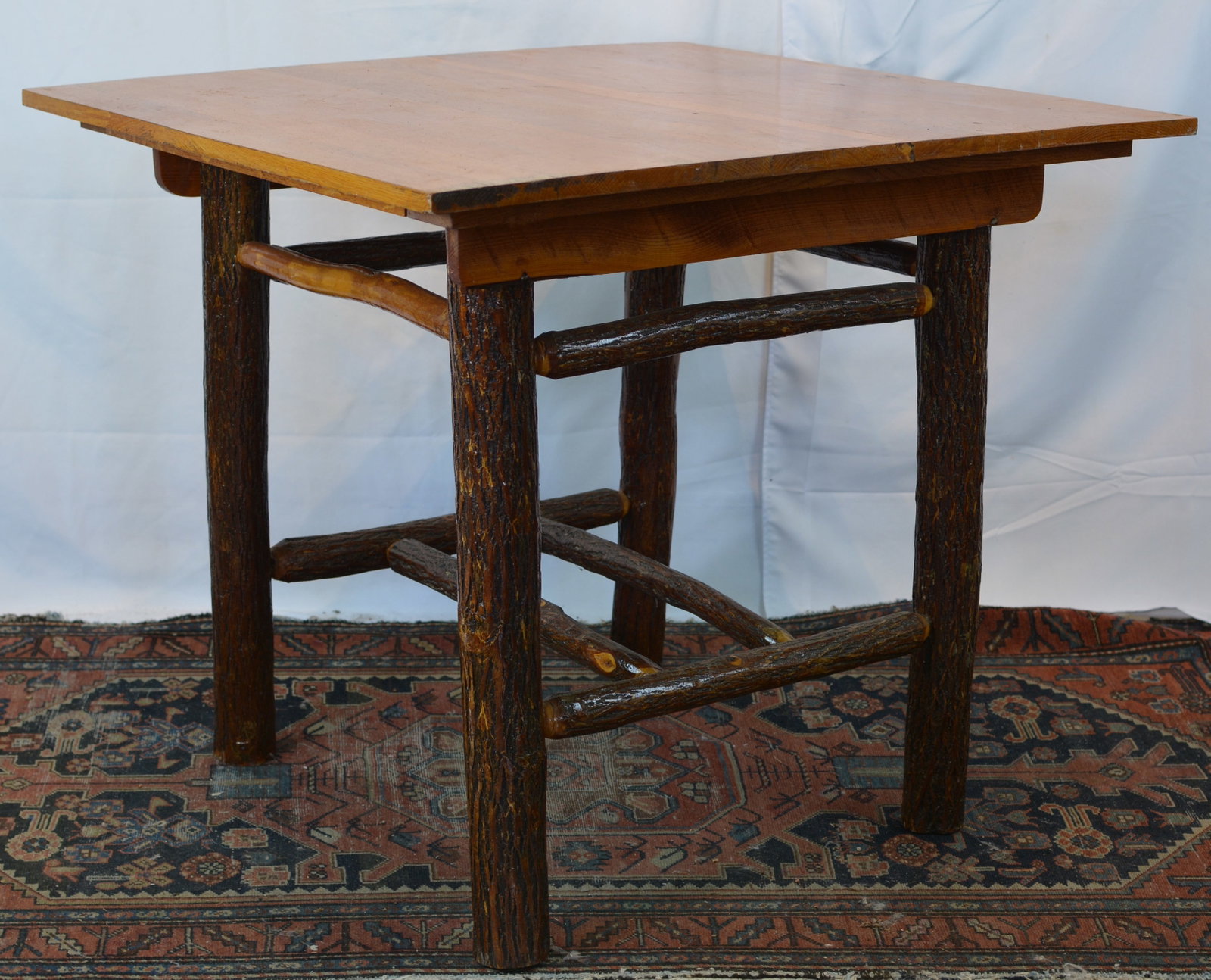 Rustic Adirondack-Style Hickory Barkwood Side Table with Natural Branch Base (1 of 3)