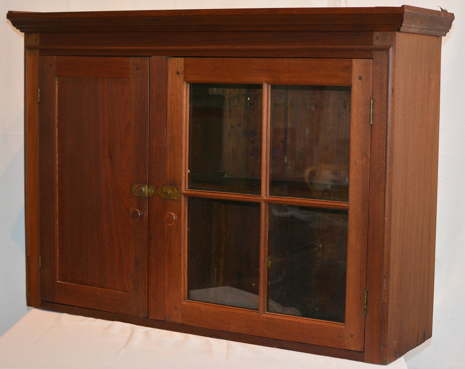 Walnut Hanging Wall Cupboard with Glazed Display Door (1 of 6)