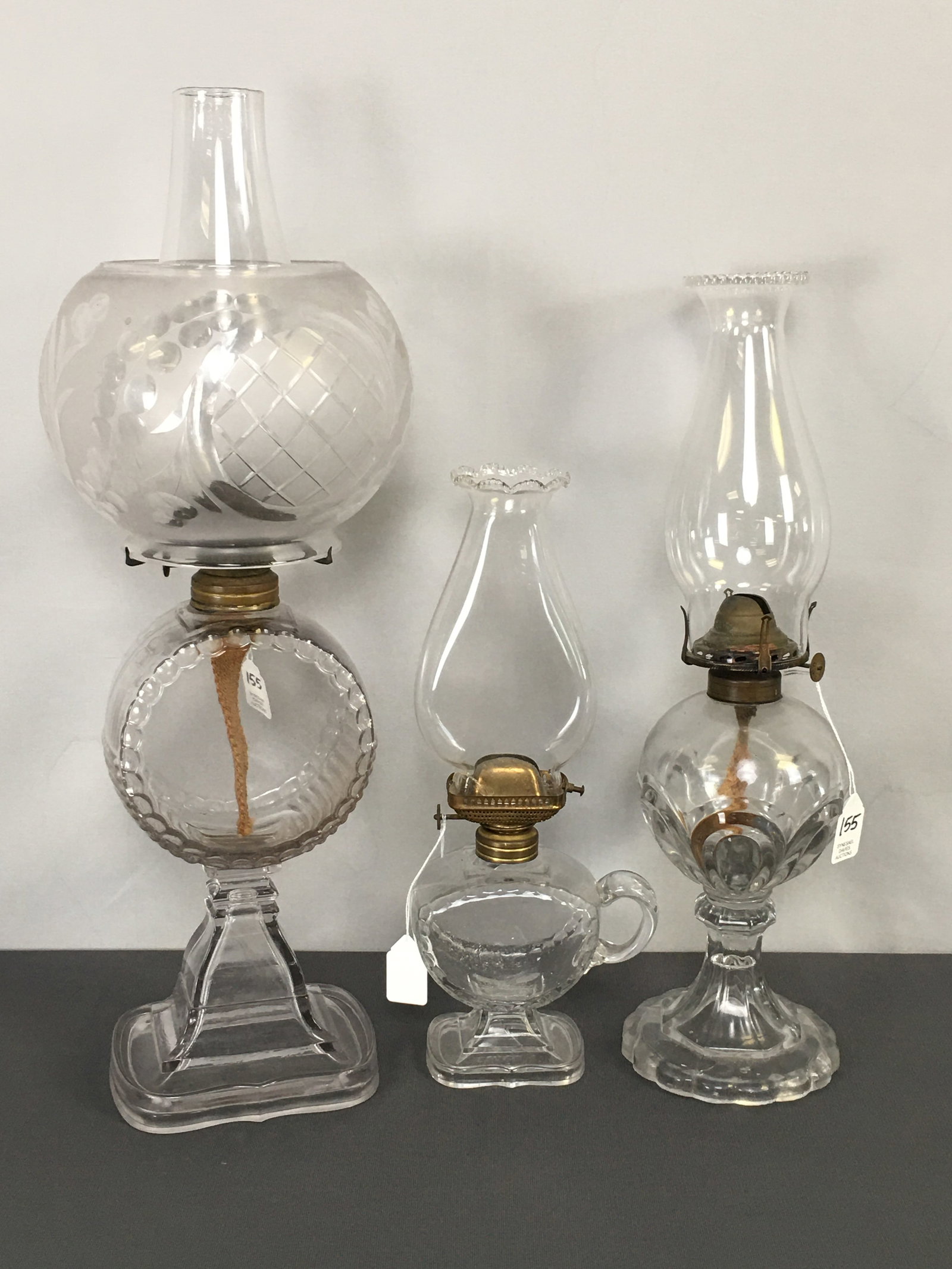 (3) Glass Oil Lamps (1 of 5)