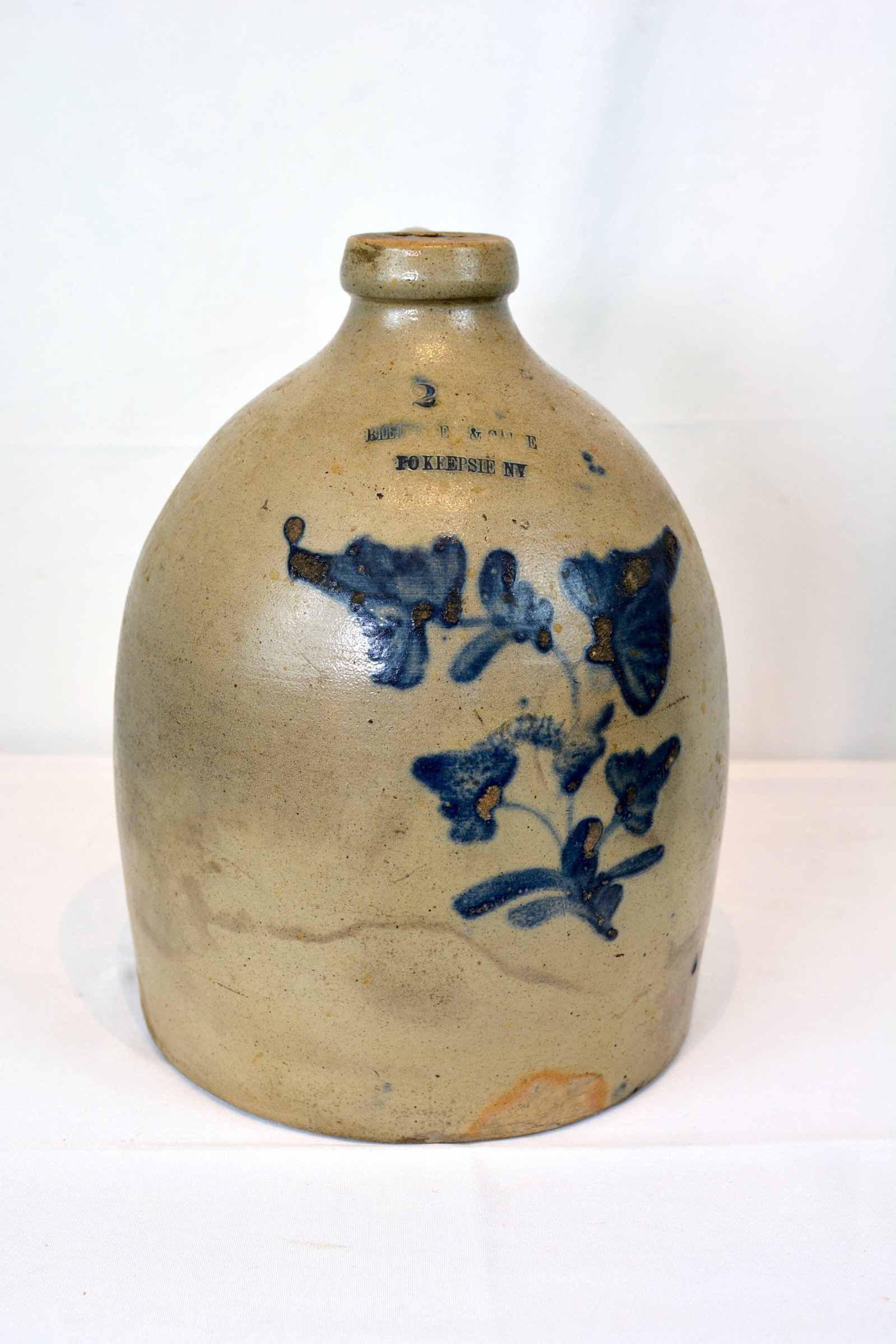 Exceptional 2 Gallon Blue Decorated Stoneware Jug – Poughkeepsie, New York (1 of 7)