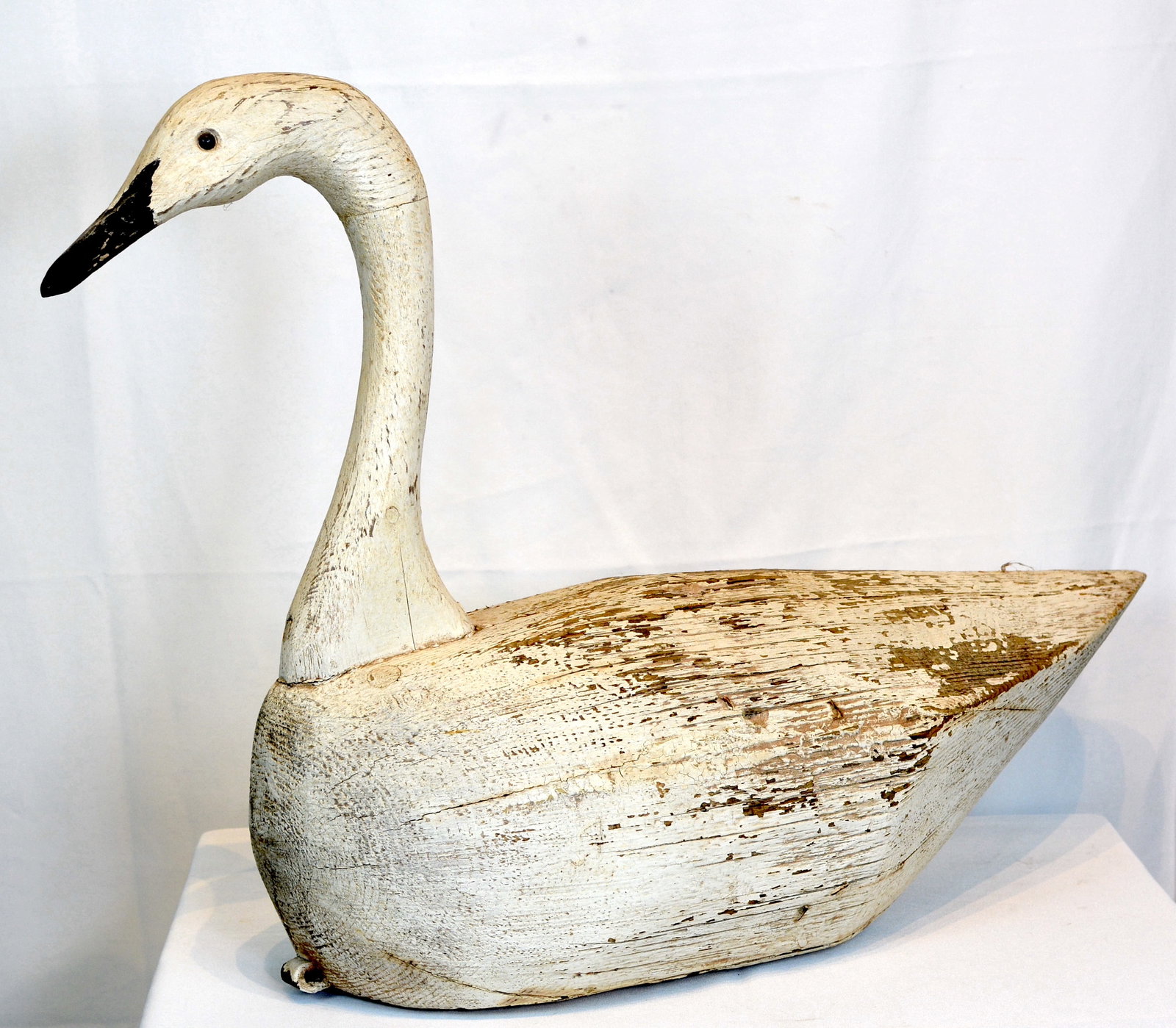 Early Carved Wooden Swan Decoy signed F&S (1 of 7)