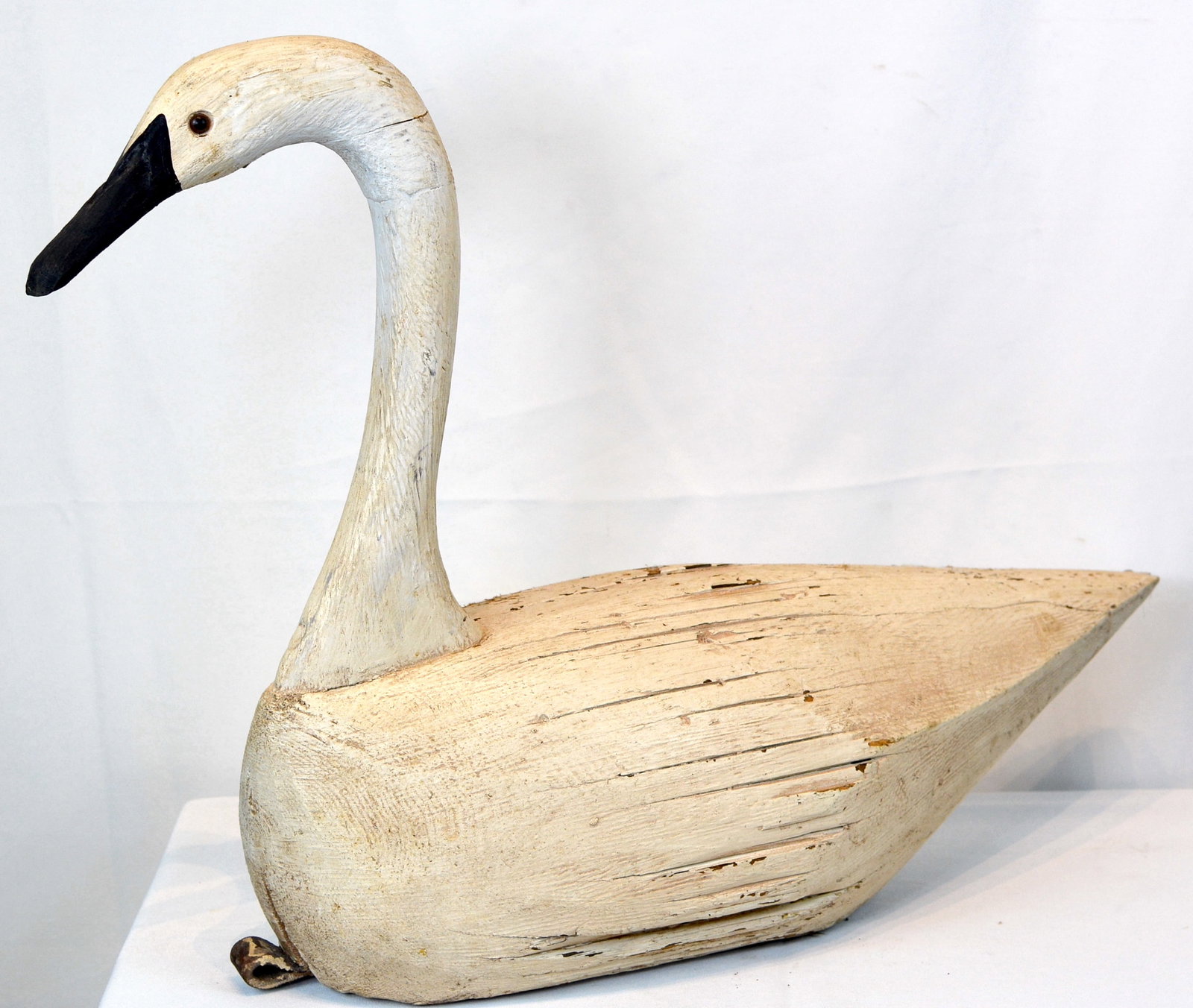 Signed F&S Folk Art Carved Swan Decoy (1 of 5)
