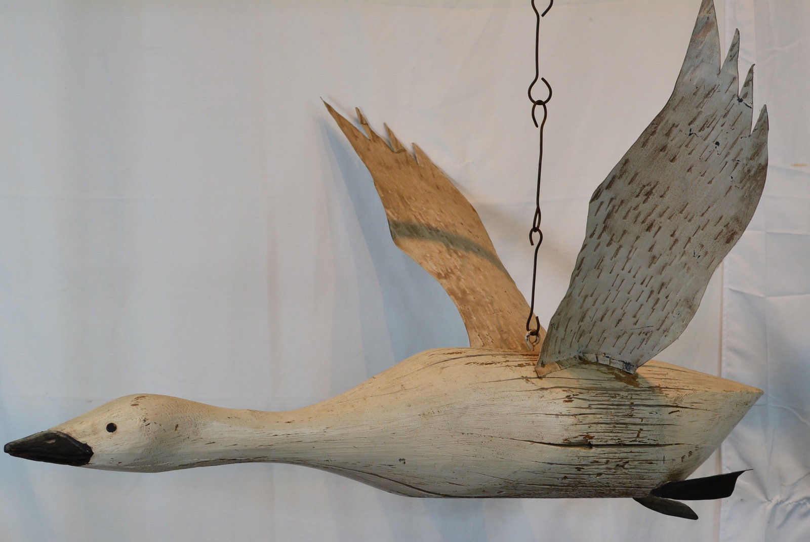 Very Rare Form Folk Art Flying Swan Decoy Signed F&S (1 of 6)