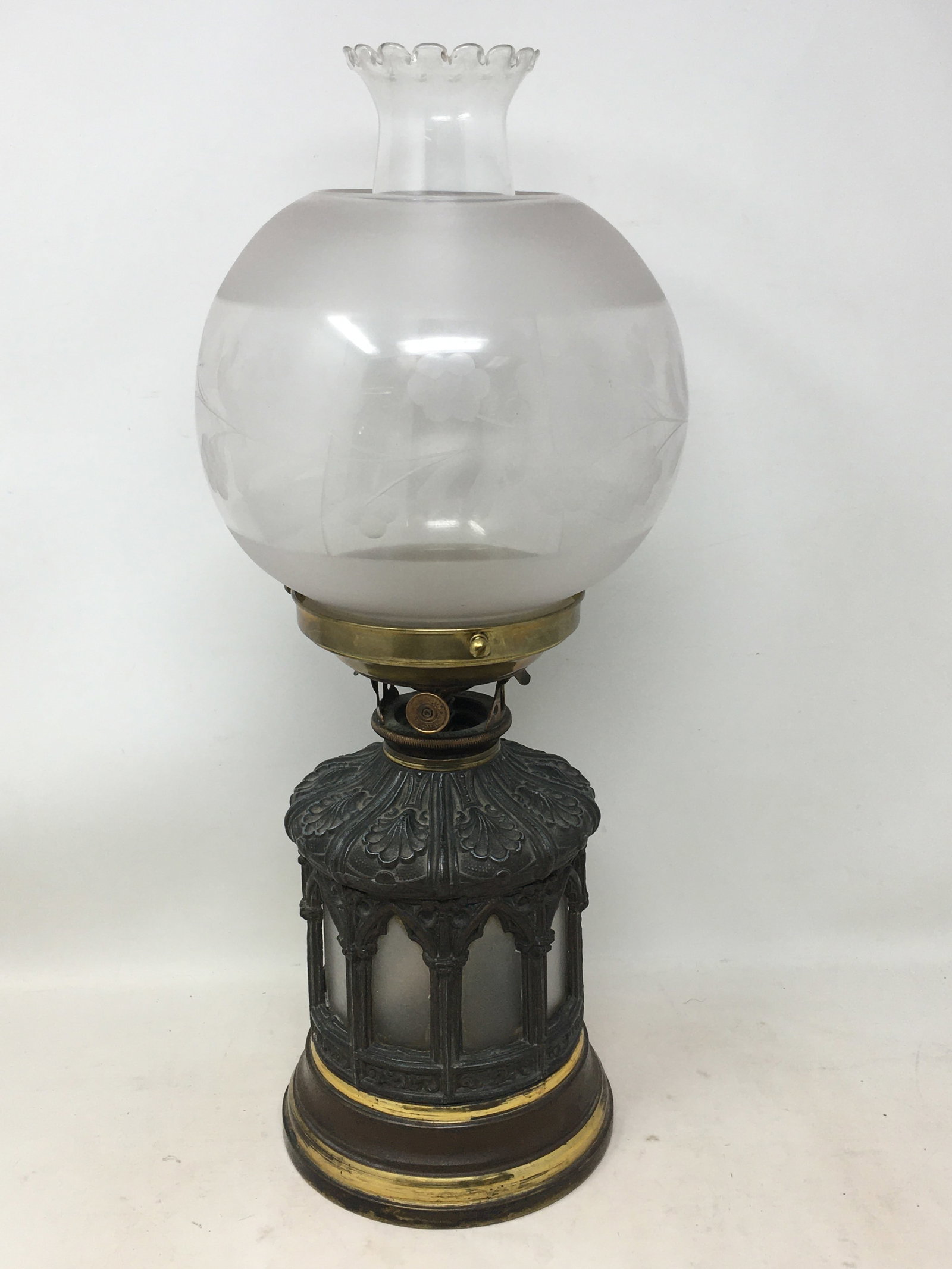 J.F. Iden Cast & Brass Kerosene Lamp (1 of 8)