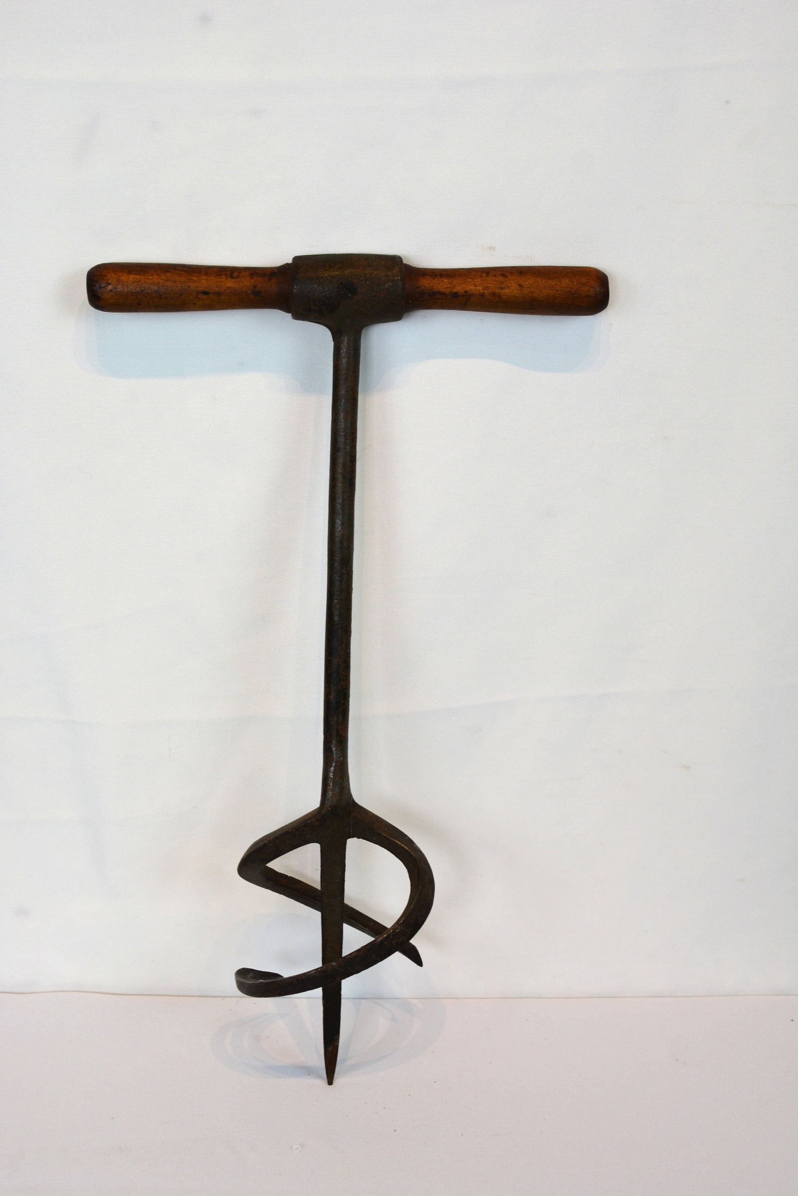 19th Century Hand-Forged Iron Sugar Devil with Wooden T-Handle (1 of 2)