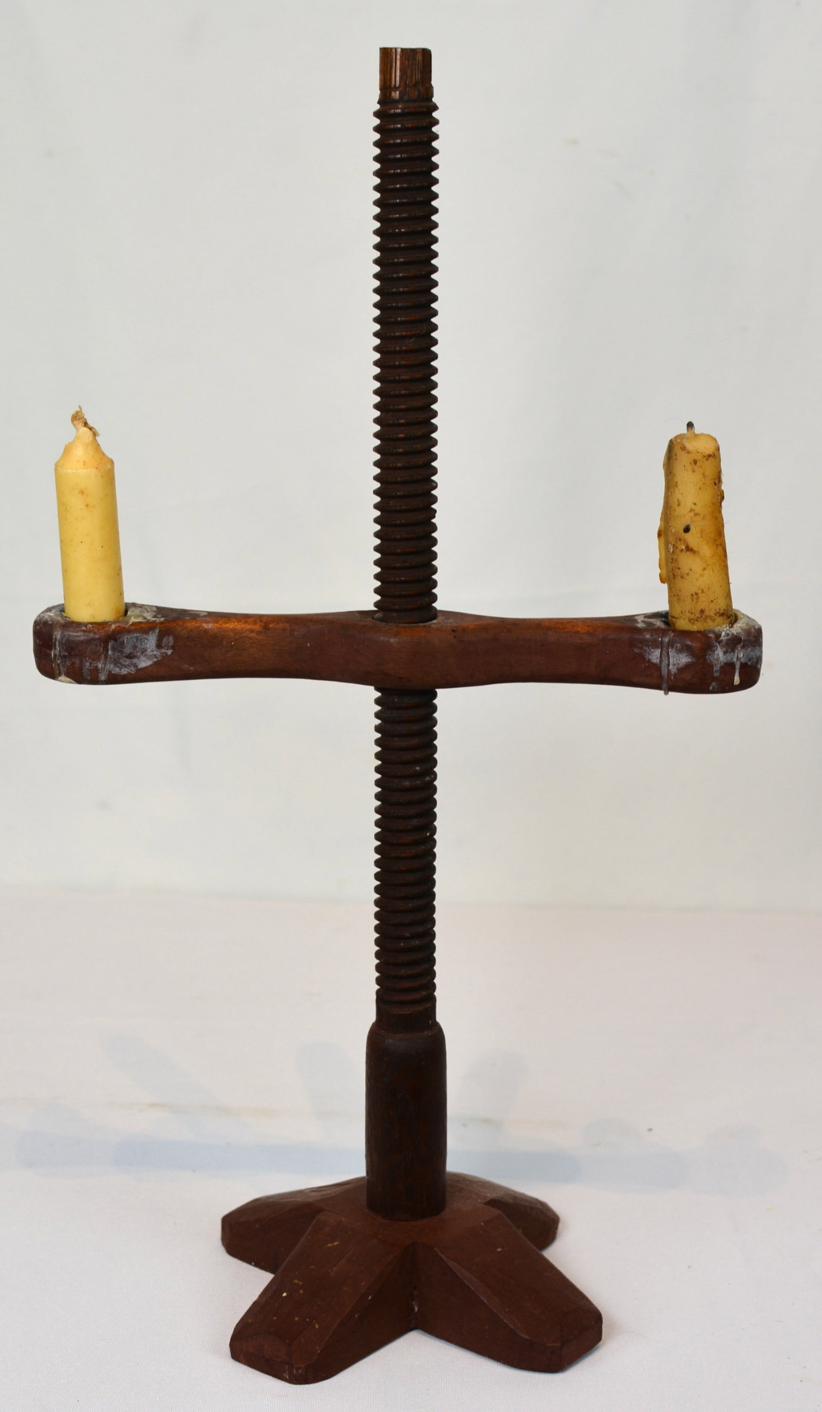 Early 19th Century Adjustable Wooden Double Candle Stand (1 of 2)