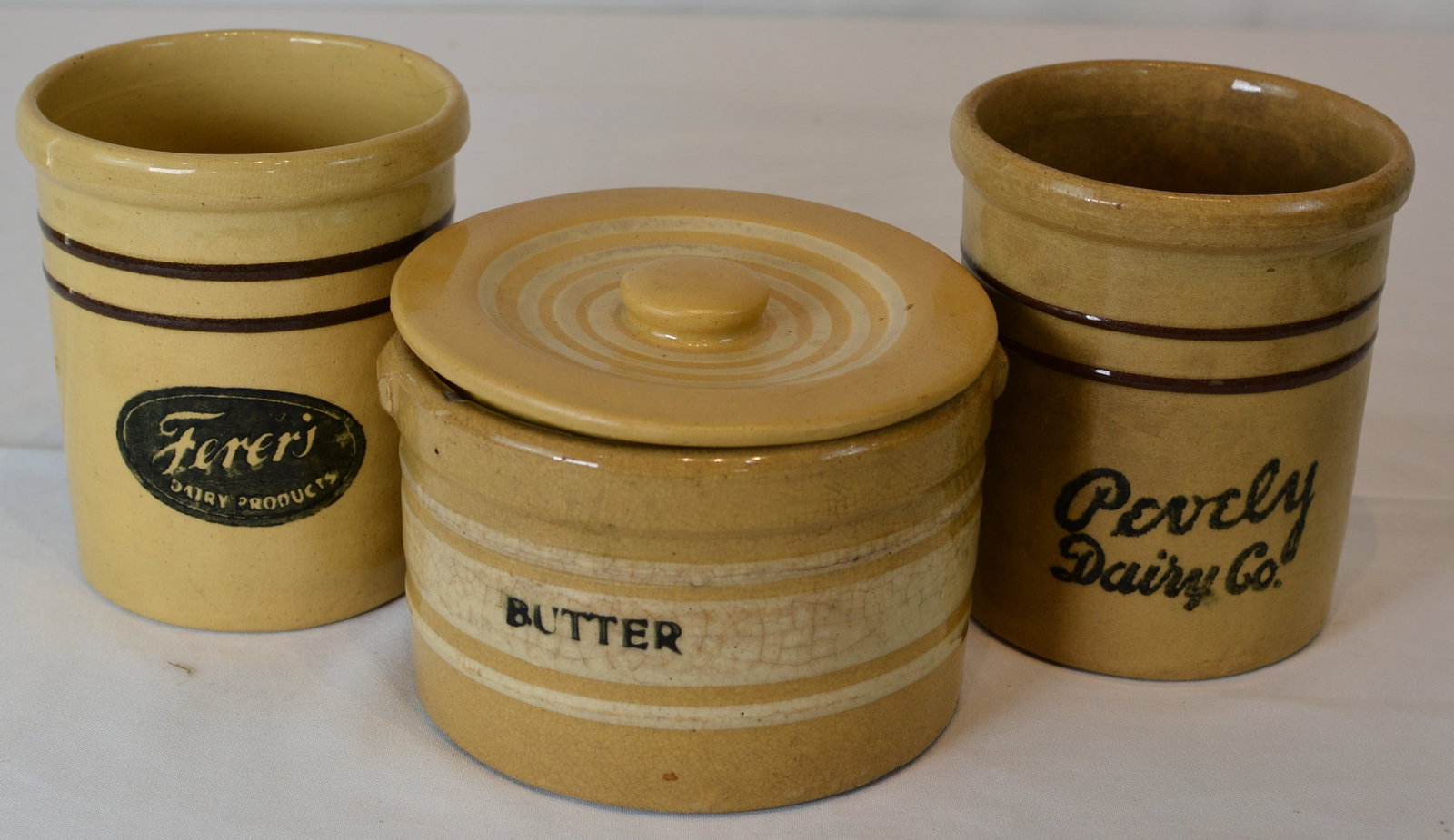 Three Stoneware Dairy Crocks Including Butter Crock (1 of 4)