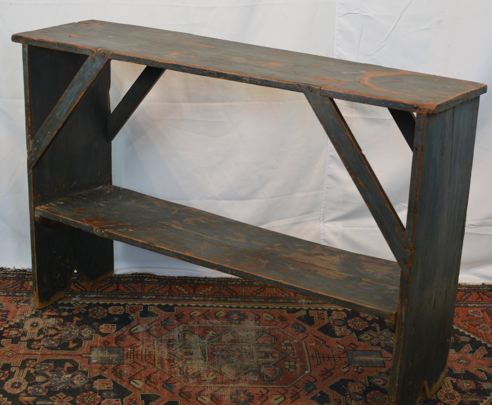 2 Tiered Country Bucket Bench in Blue Paint (1 of 6)