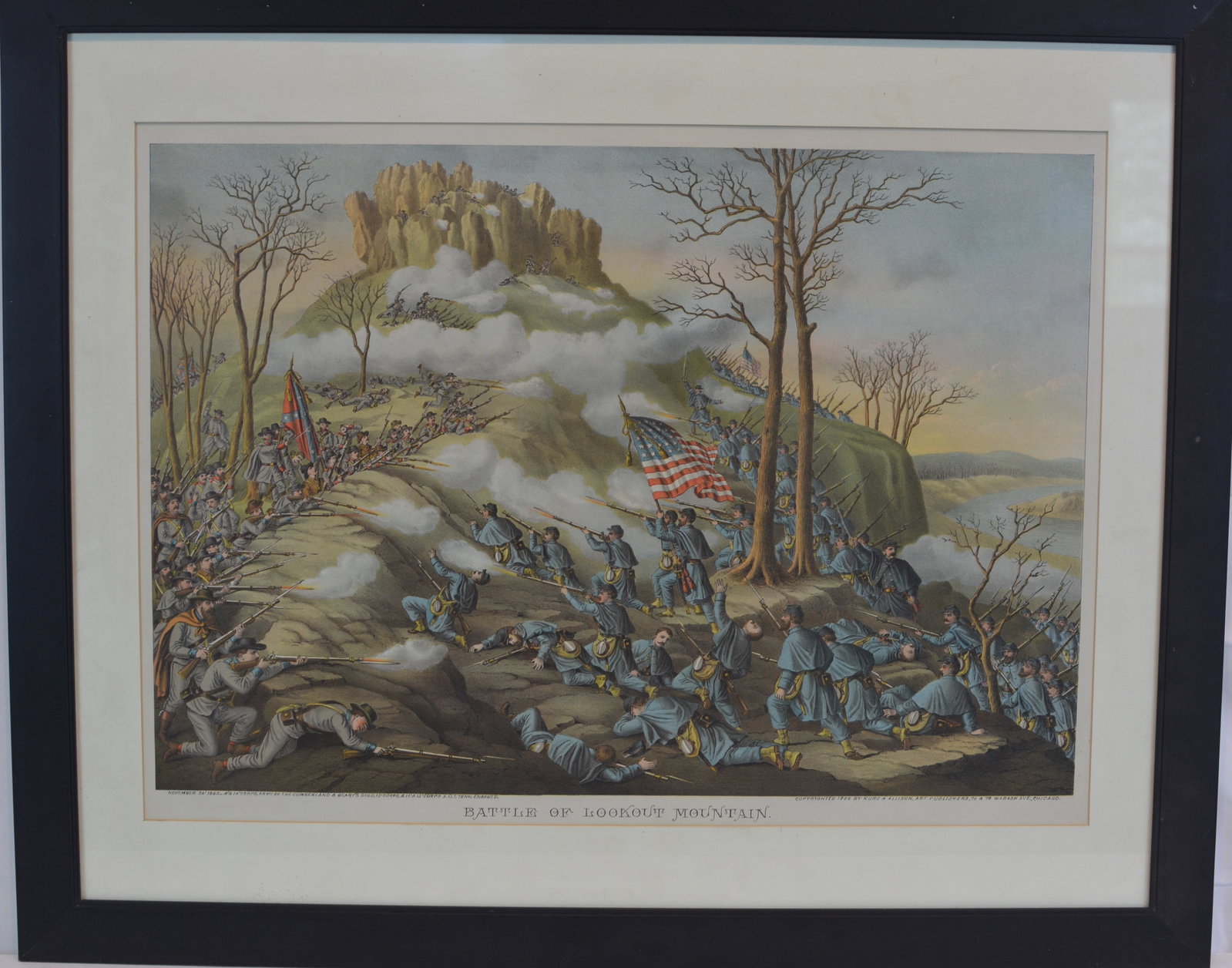 1889 Kurz & Allison "Battle of Lookout Mountain" Civil War Chromolithograph (1 of 4)