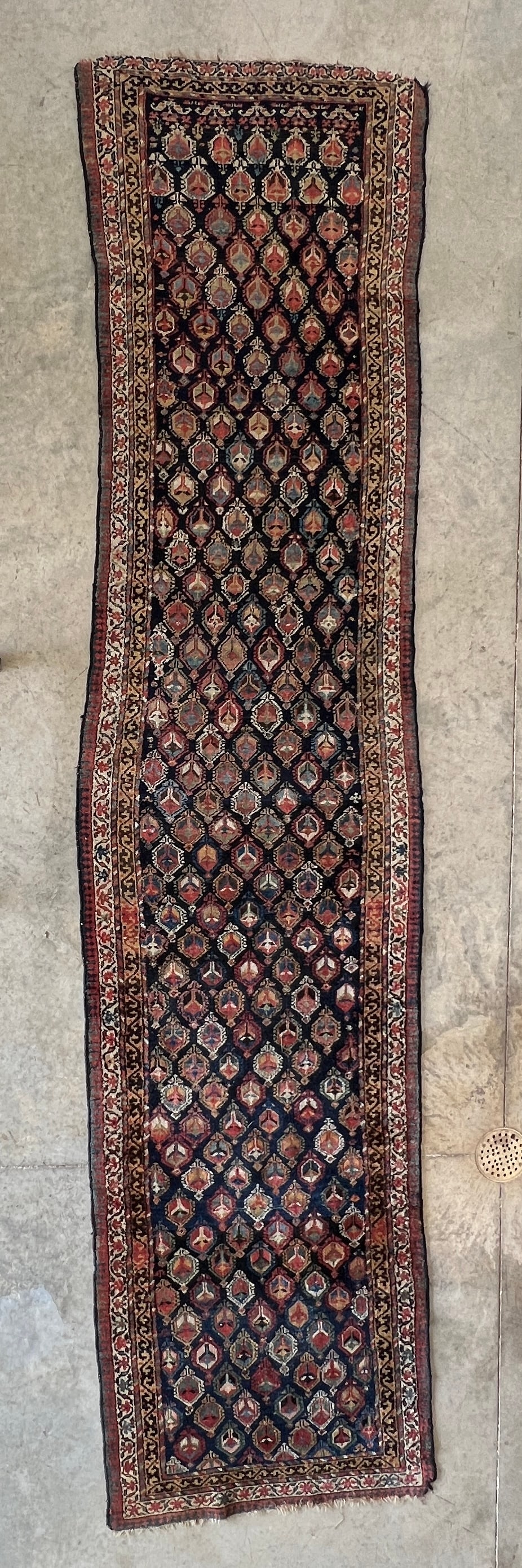 Antique Hand-Knotted Persian Runner Rug with Herati Pattern (1 of 4)
