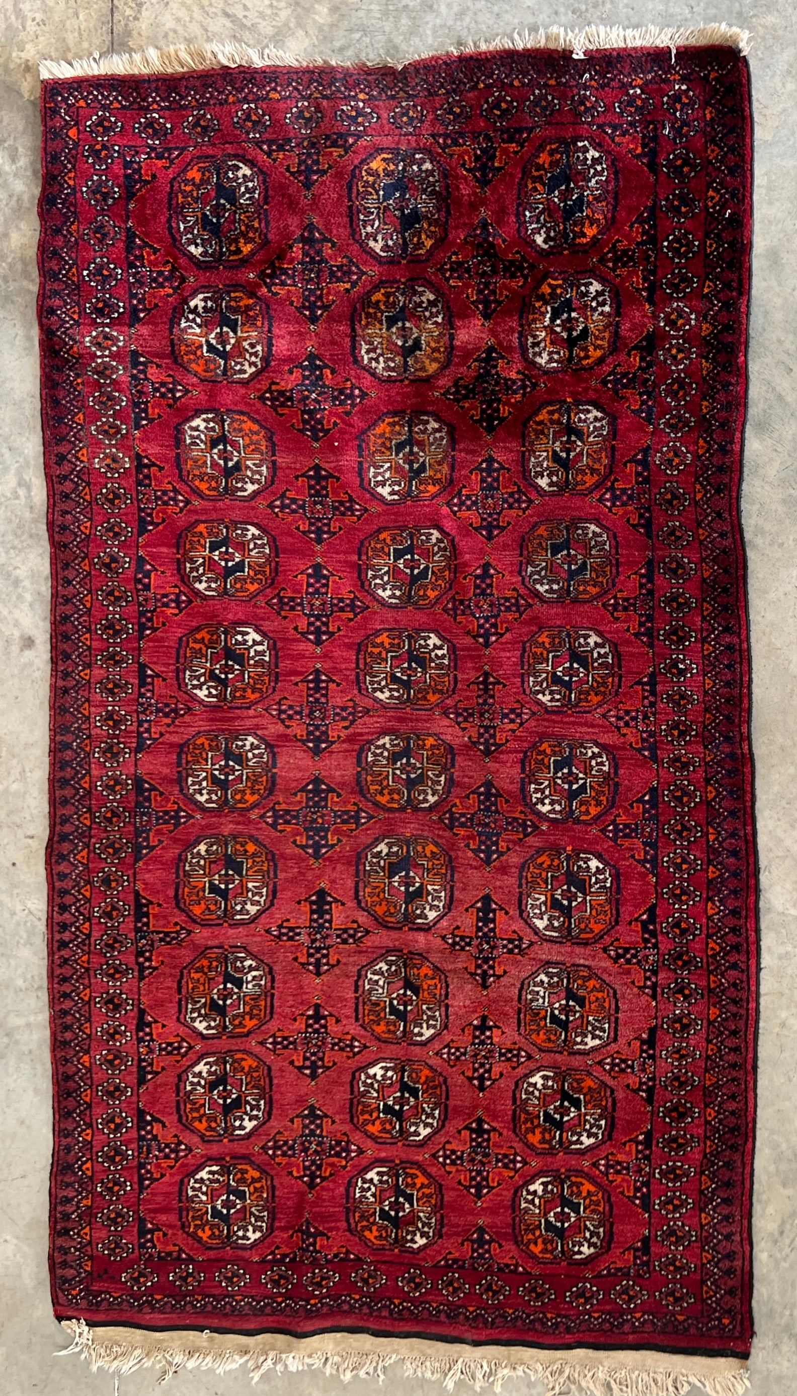 Antique Hand-Knotted Turkoman Bokhara Area Rug (1 of 3)