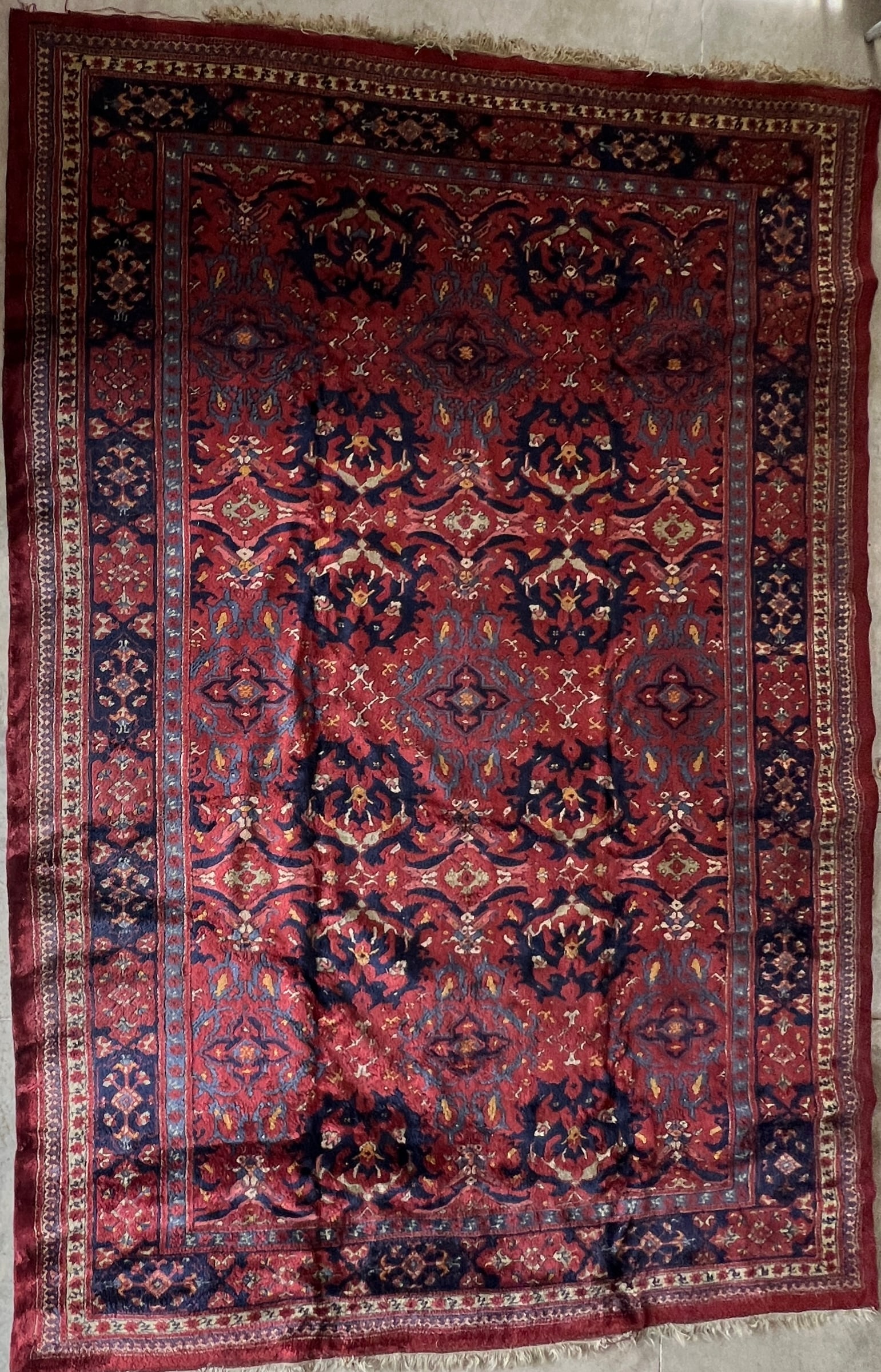 Large Antique Persian Heriz Area Rug, Geometric Medallion Design (1 of 4)