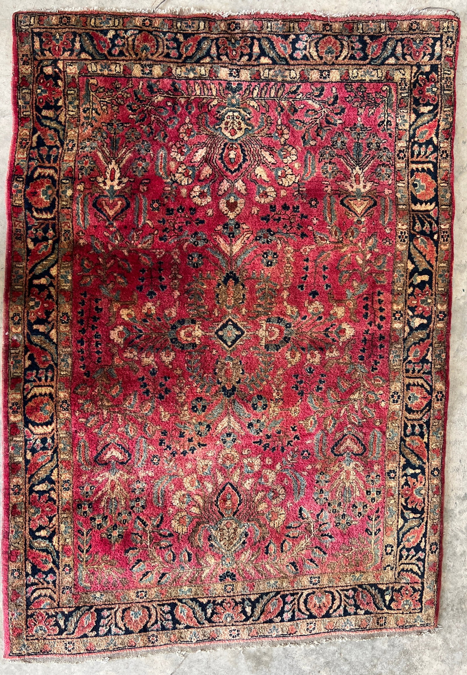 Antique Persian Sarouk Hand-Knotted Wool Rug, Floral Medallion Design (1 of 3)