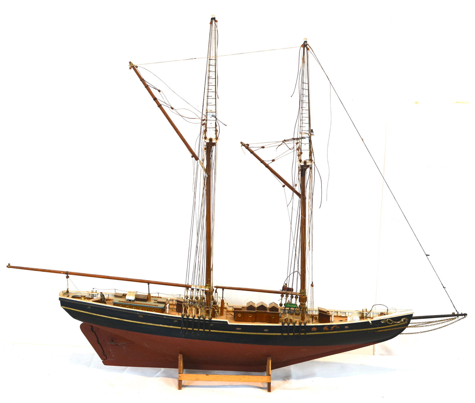 Handcrafted Sailing Ship Model on Stand – Detailed Two-Masted Schooner (1 of 9)